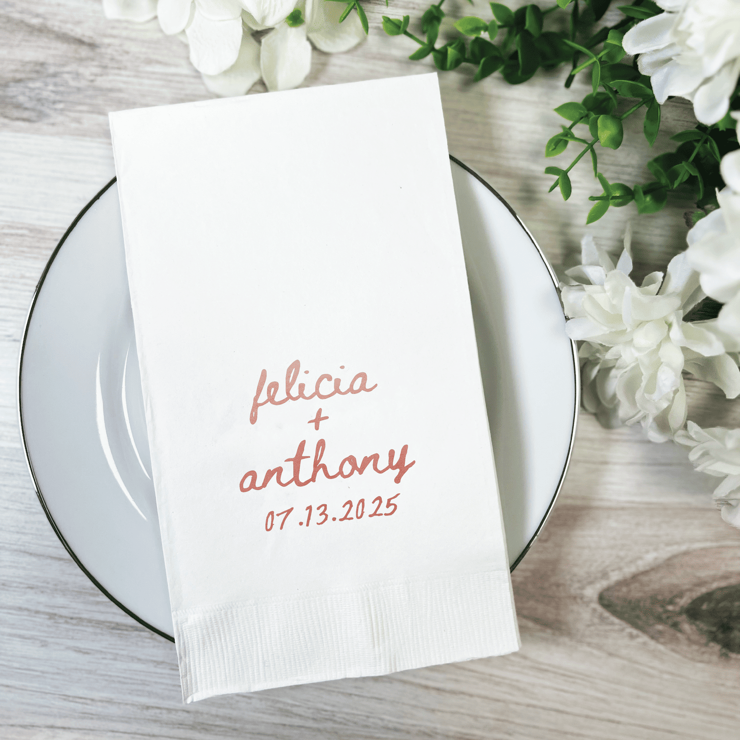 First Names Personalized Wedding Cocktail Napkins - Napkins - Foil Stamped