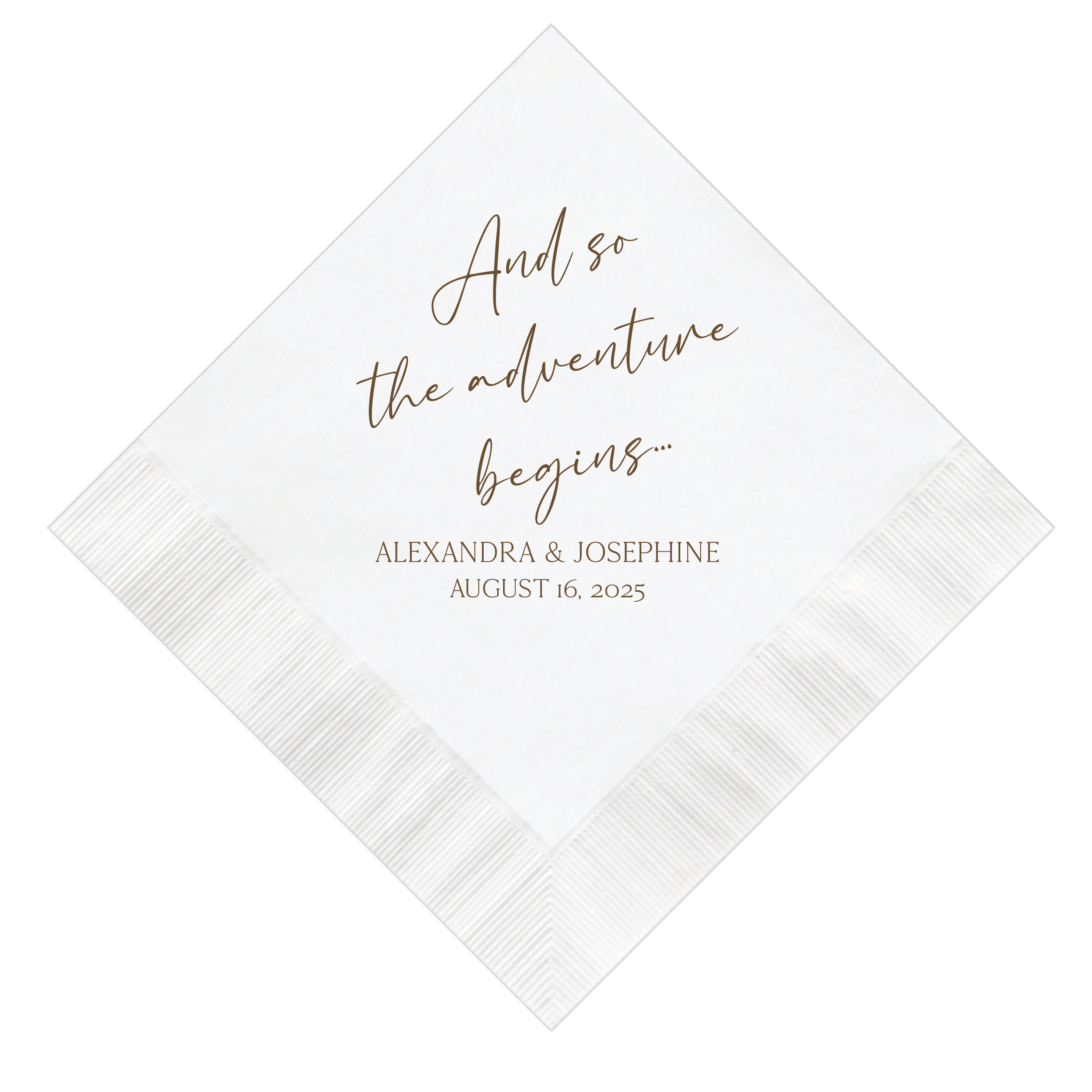And So The Adventure Begins Wedding Napkins - Napkins - Foil Stamped