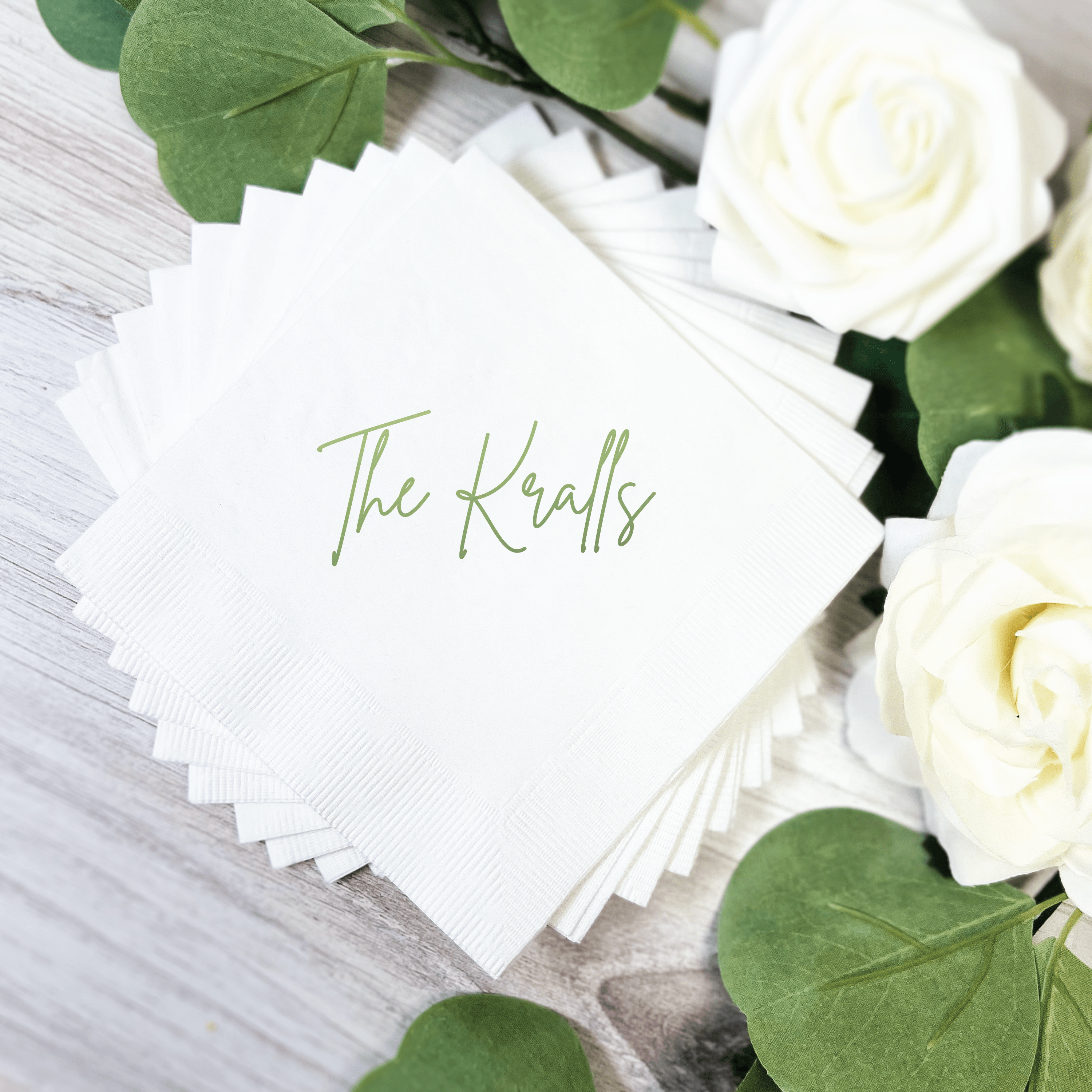 Modern Last Name Wedding Cocktail Napkins - Napkins - Foil Stamped