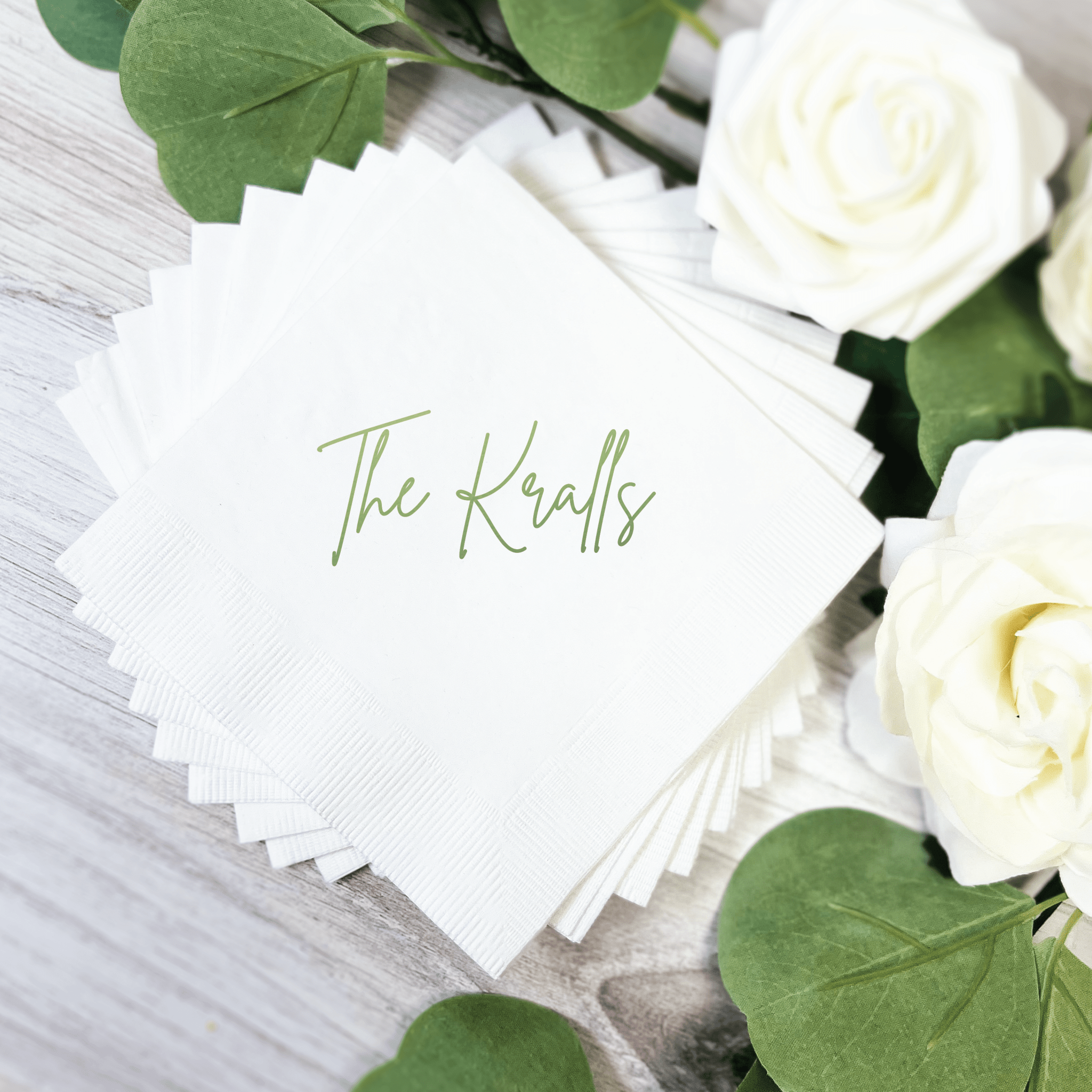 Modern Last Name Wedding Cocktail Napkins - Napkins - Foil Stamped