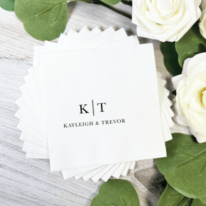 Modern Initials and First Names Wedding Napkins