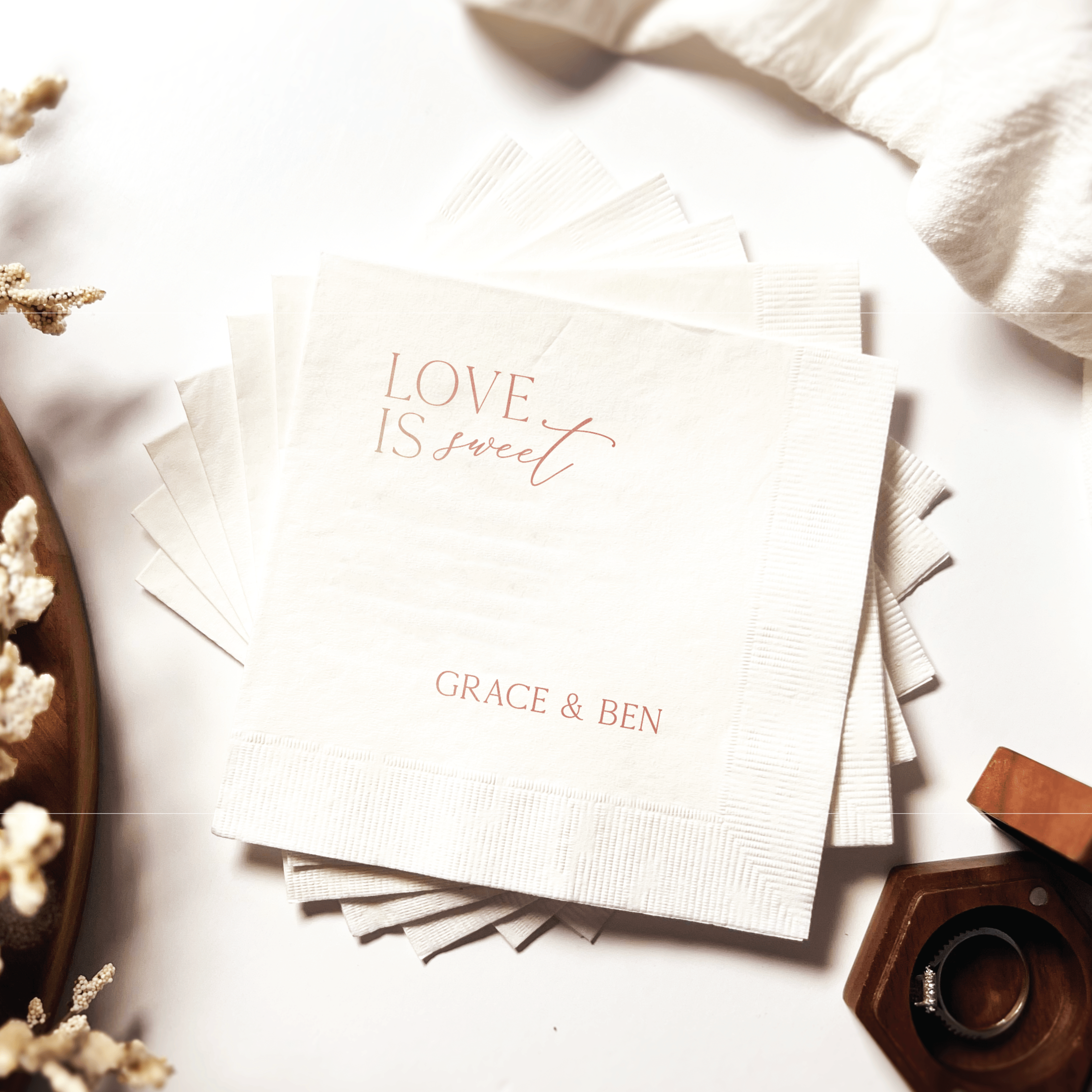Love Is Sweet Wedding Napkins - Napkins - Foil Stamped