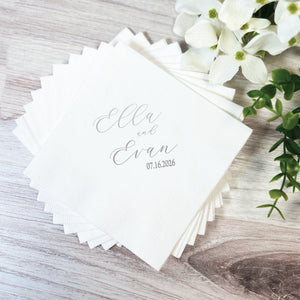 Personalized Wedding Napkins – First Names & Wedding Date