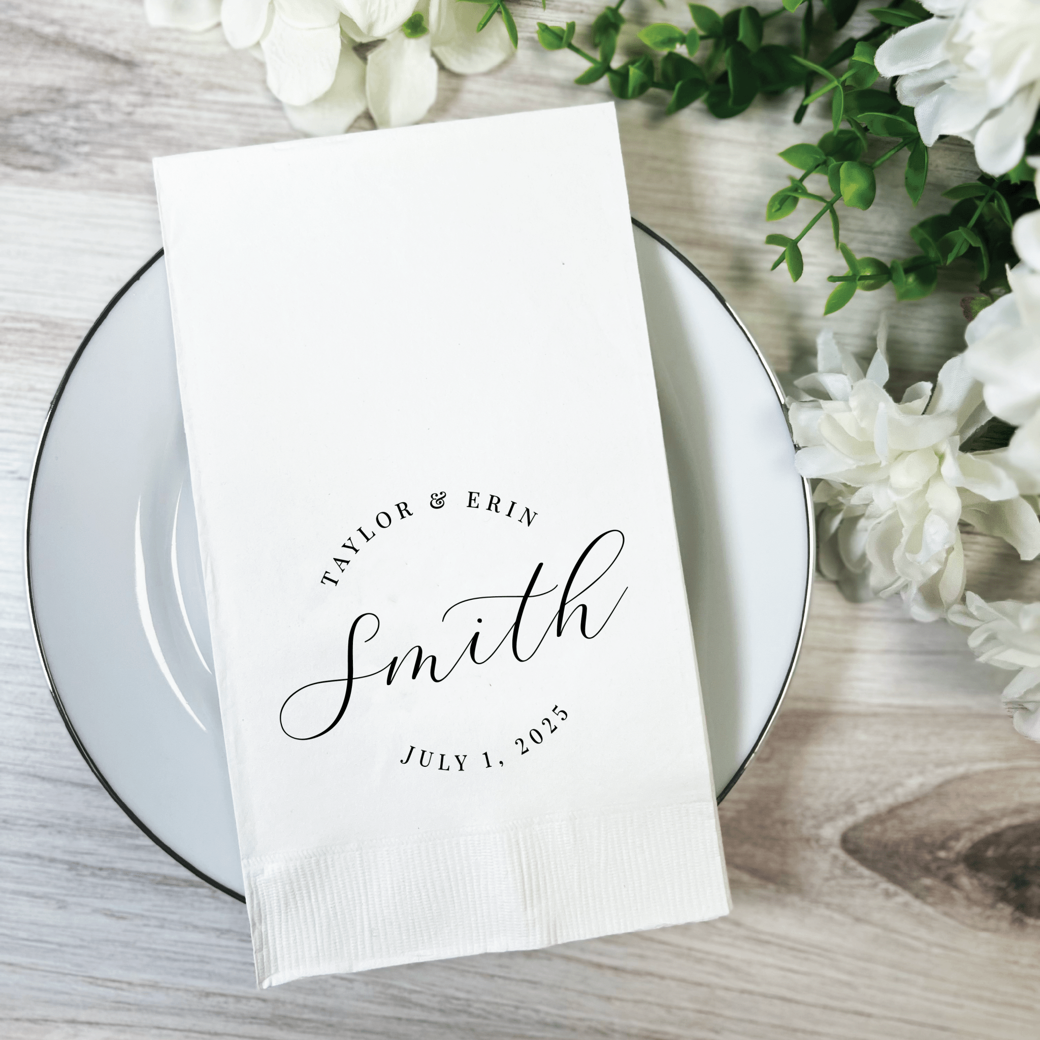 Personalized Wedding Cocktail Napkins - Napkins - Foil Stamped