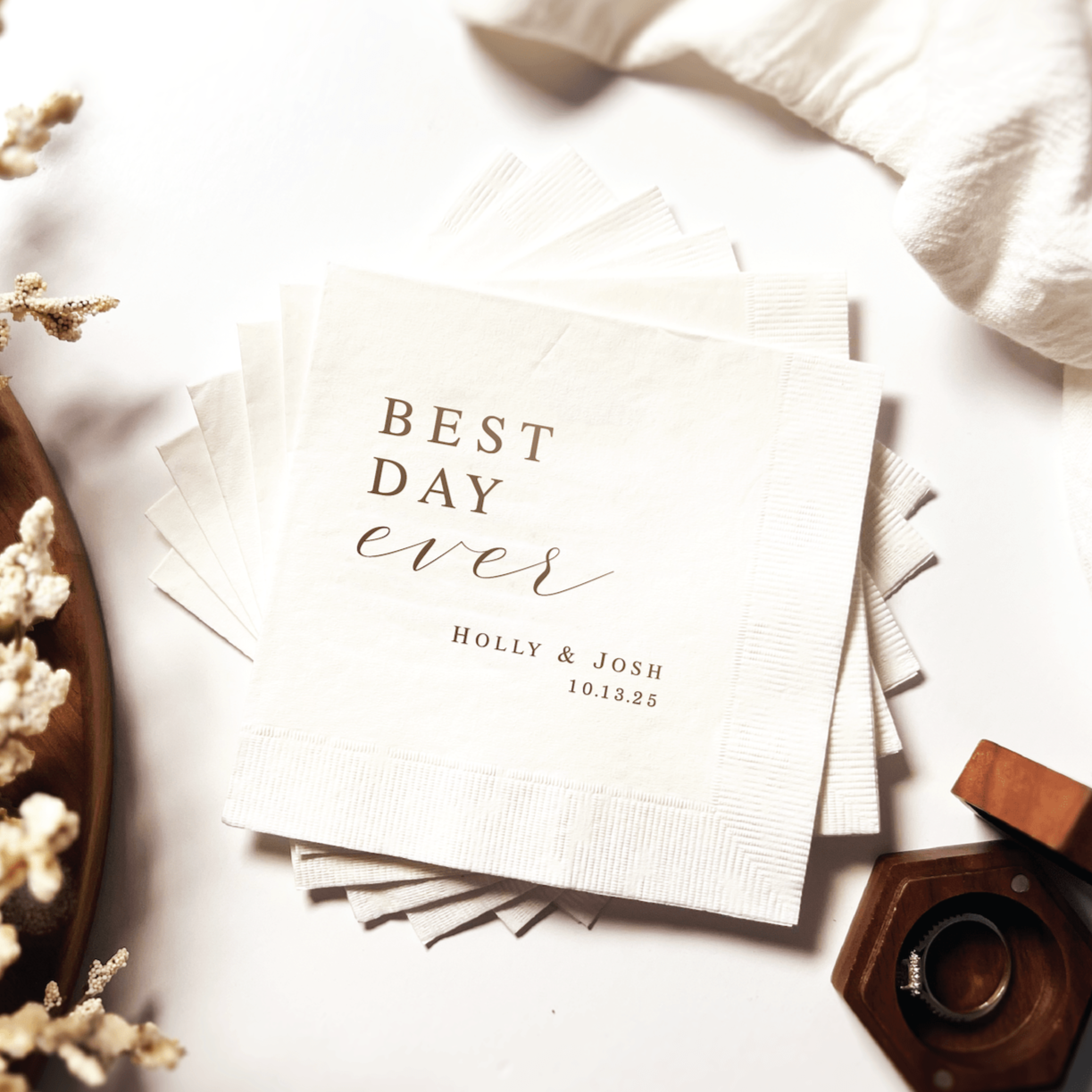 Best Day Ever Wedding Napkins - Elegant Script