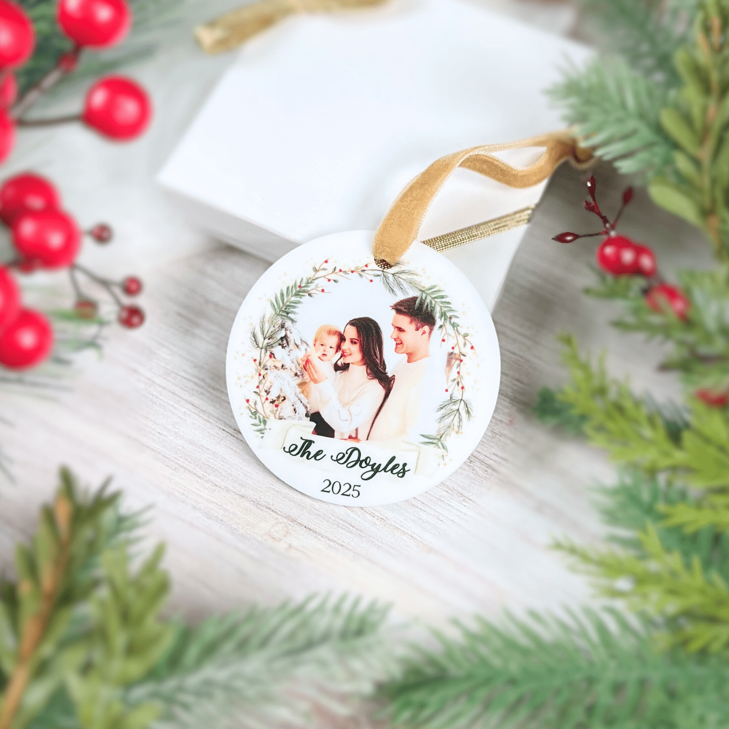 Family Photo Wreath Ornament