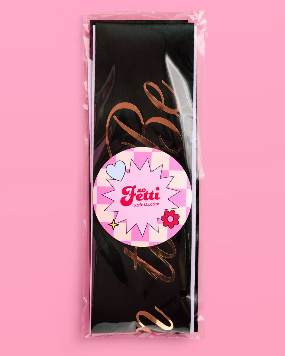 Bride and Groom satin sash duo — packaging
