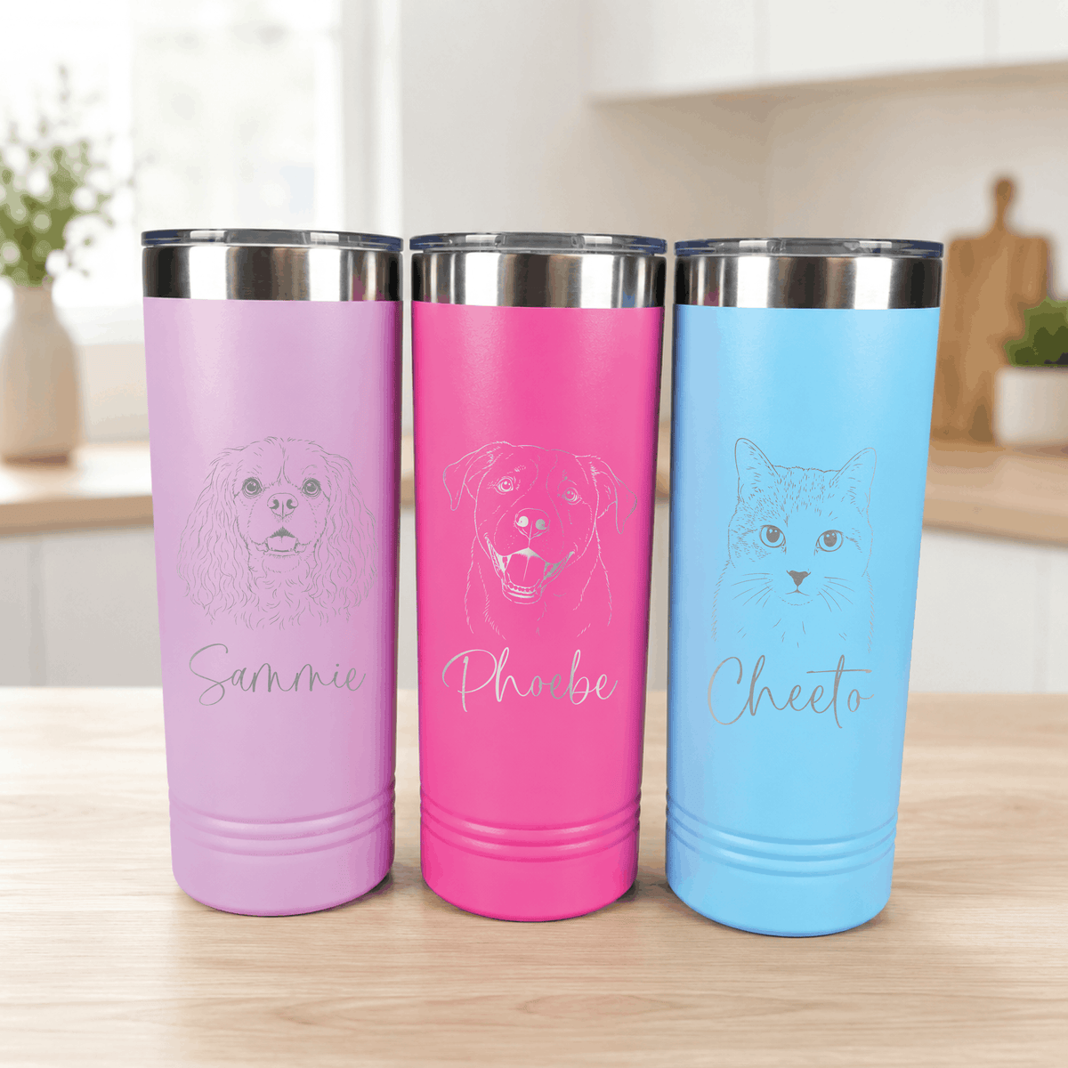 Custom Pet Portrait 22-oz Skinny Tumbler