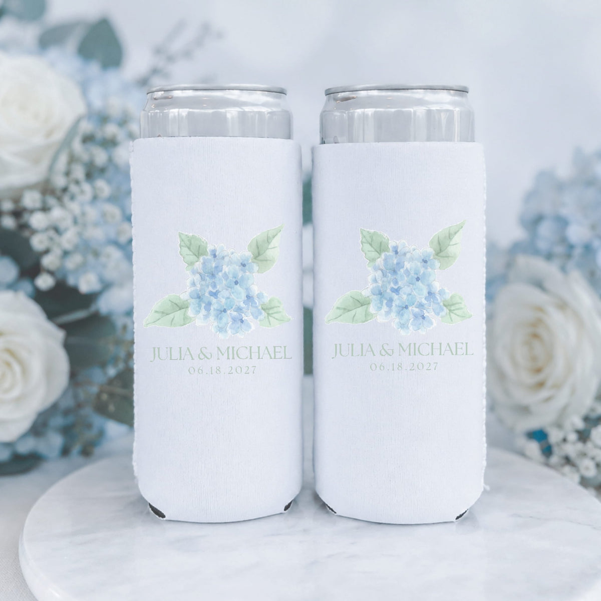 Design Your Own Full Color Wedding Slim Can Holders