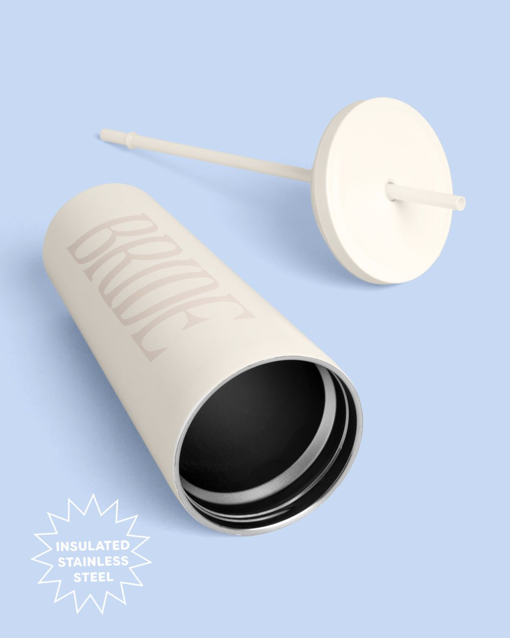24 oz white Bride tumbler — detail view