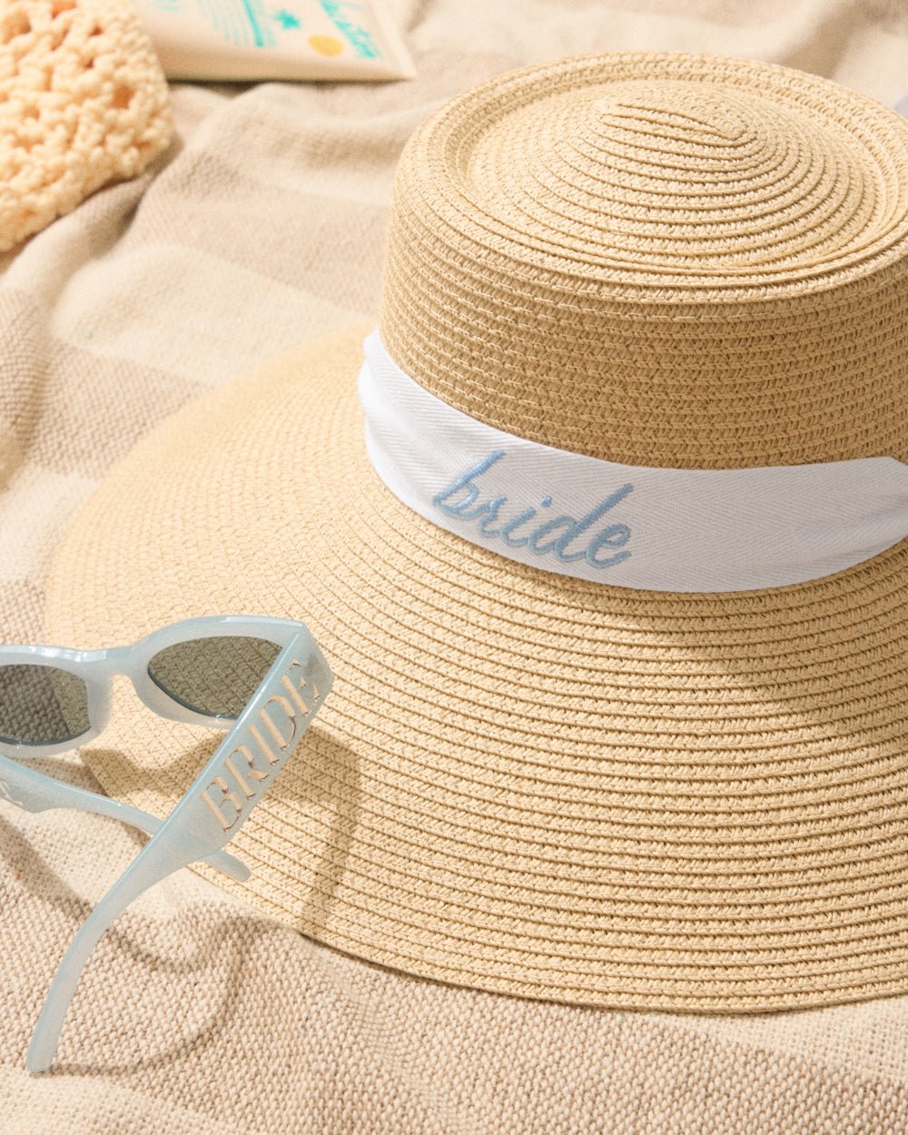 Bride Sun Hat embroidered straw hat — additional view