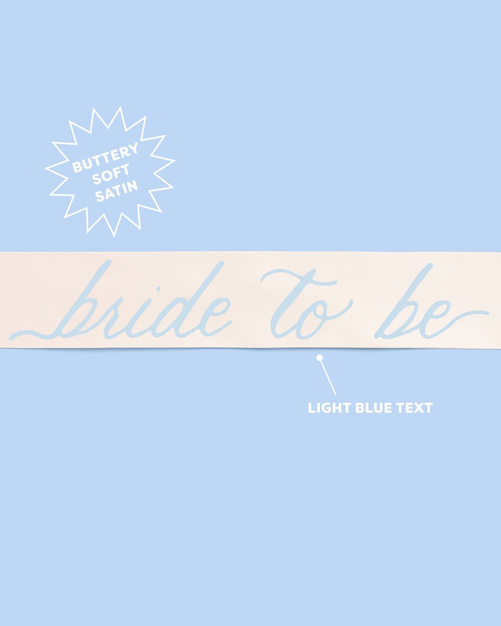 Coastal Bride ivory and blue sash — detail view