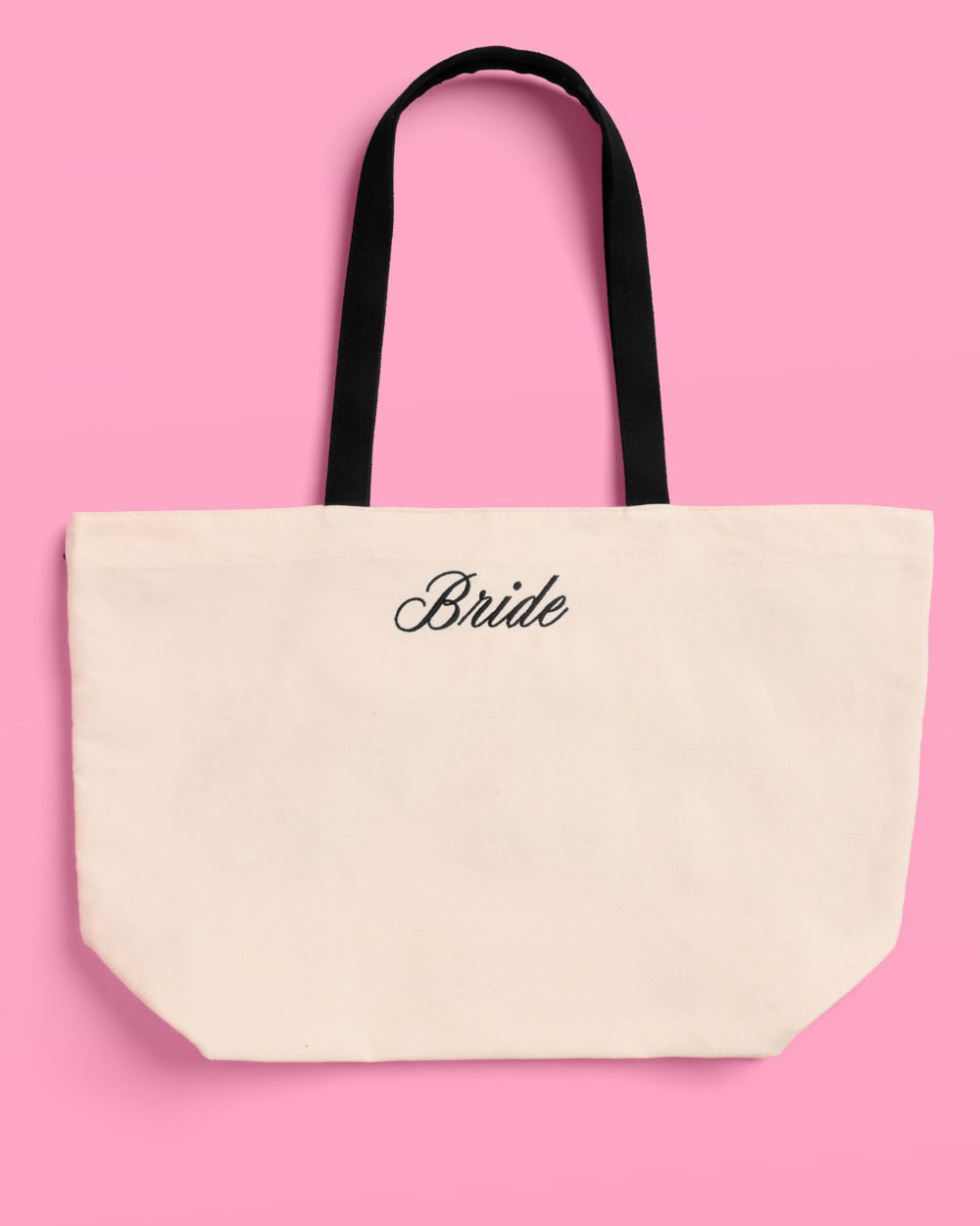 Classic Bride Tote embroidered canvas tote with bows — styled view