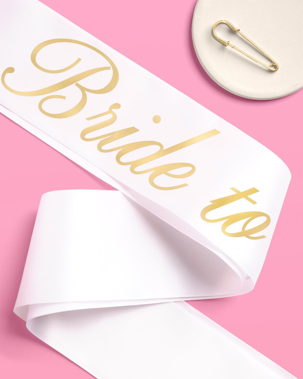 Bride and Groom satin sash duo — detail view