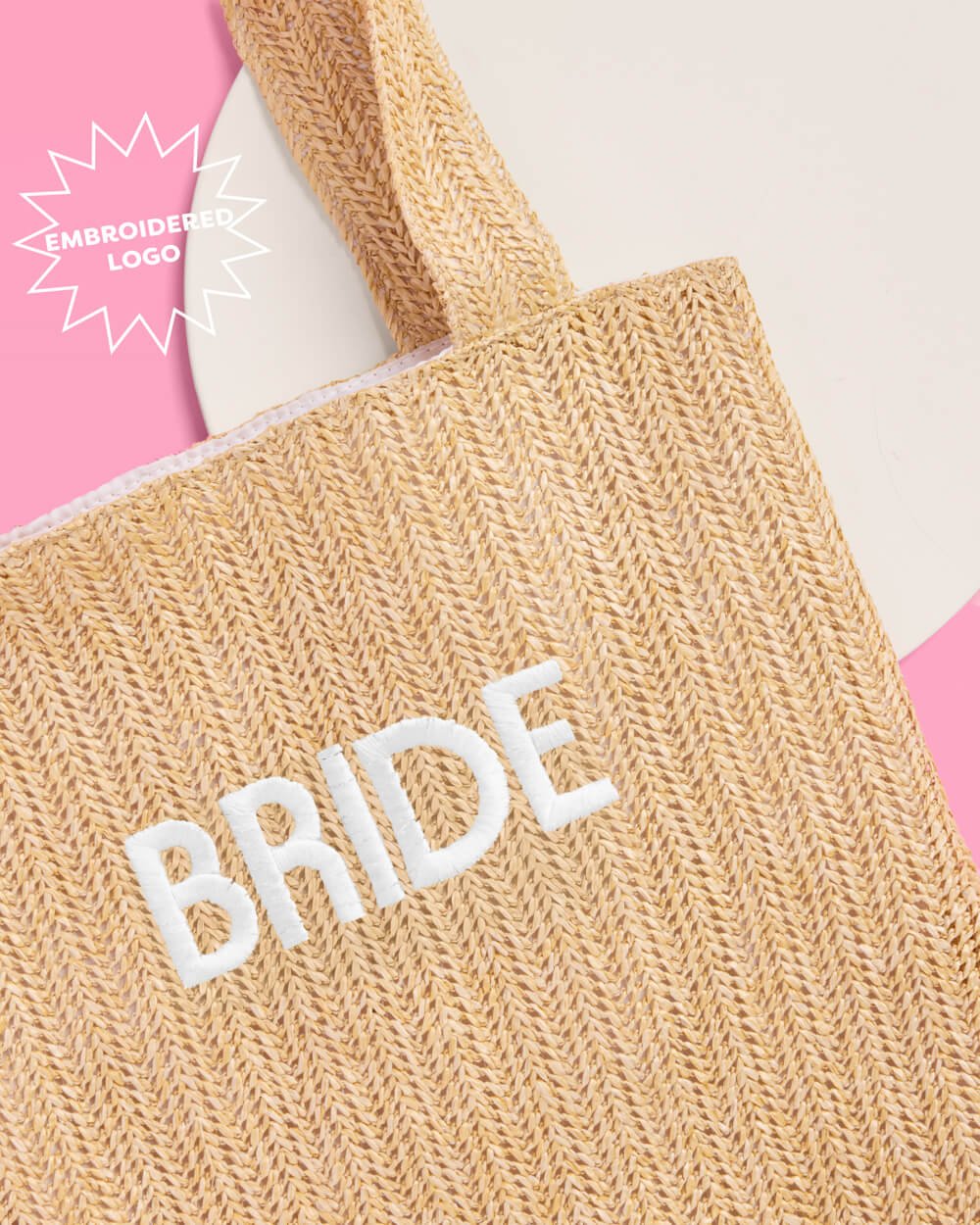 Bride Beach Tote embroidered straw tote — additional view