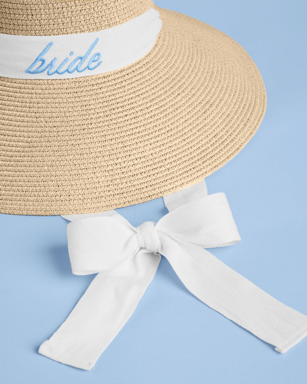 Bride Sun Hat embroidered straw hat — styled view