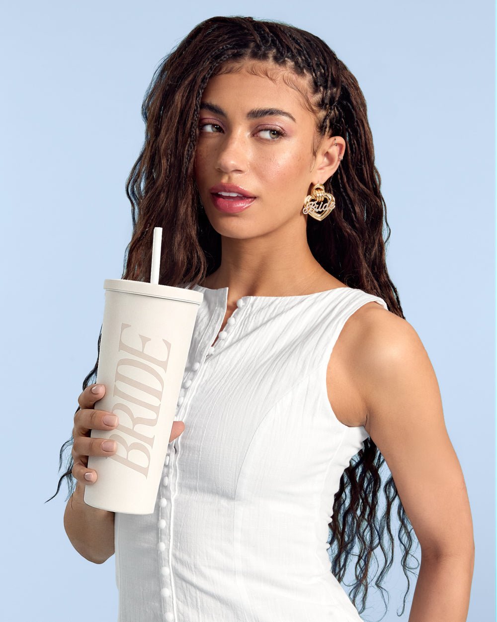 24 oz white Bride tumbler — styled view
