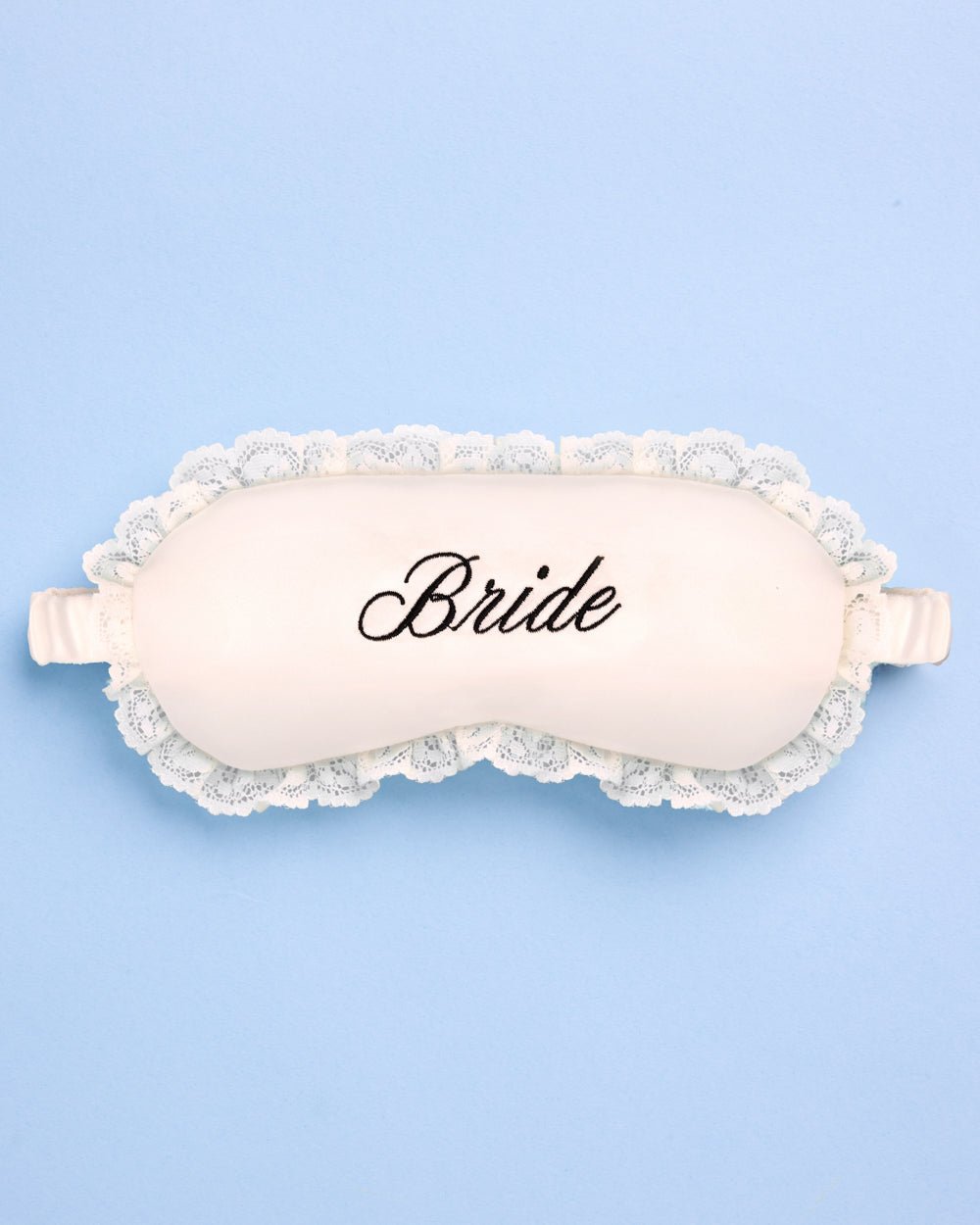 Embroidered satin Bride sleep mask — back view