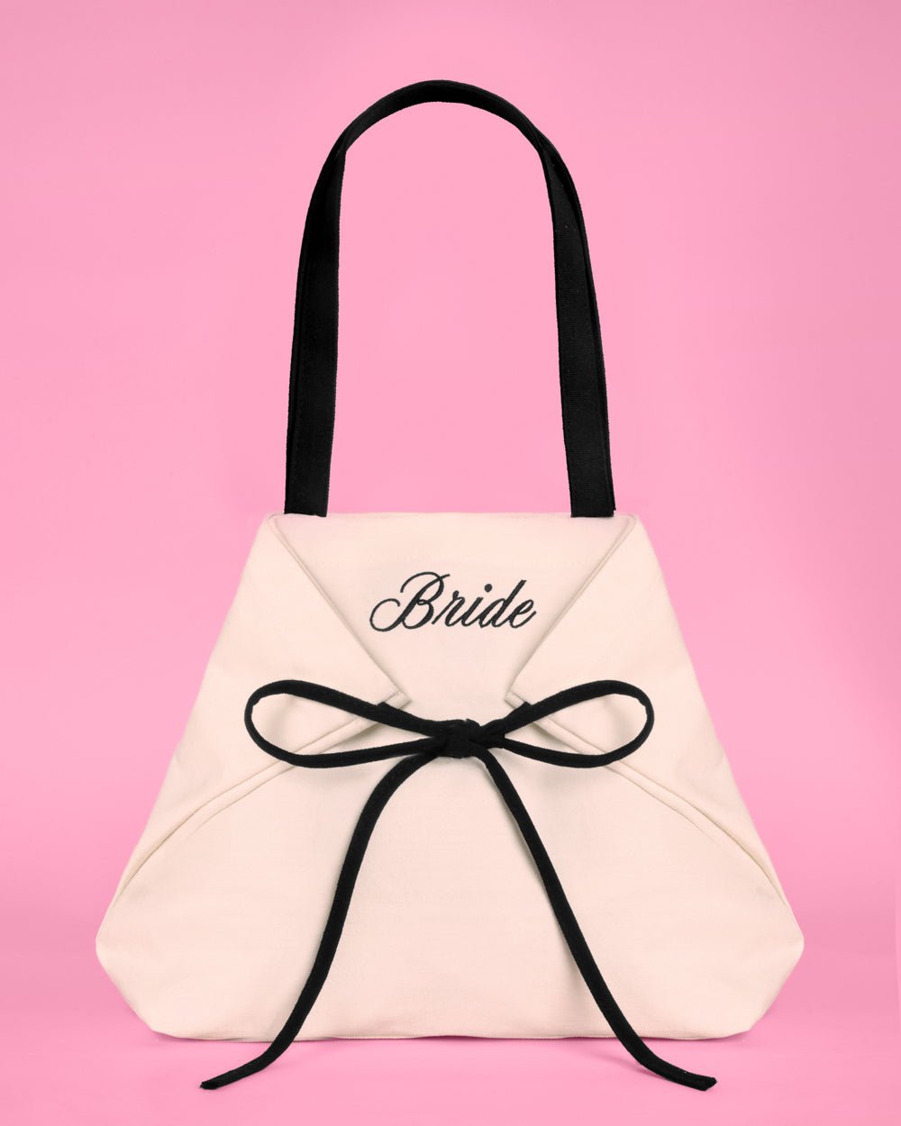 Classic Bride Tote embroidered canvas tote with bows — additional angle