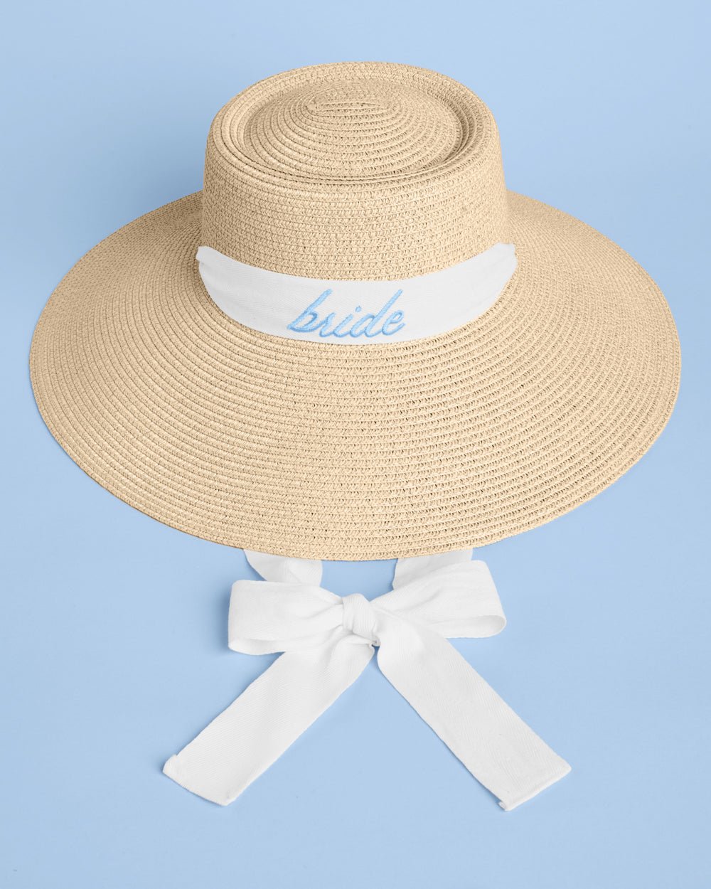 Bride Sun Hat embroidered straw hat — detail view