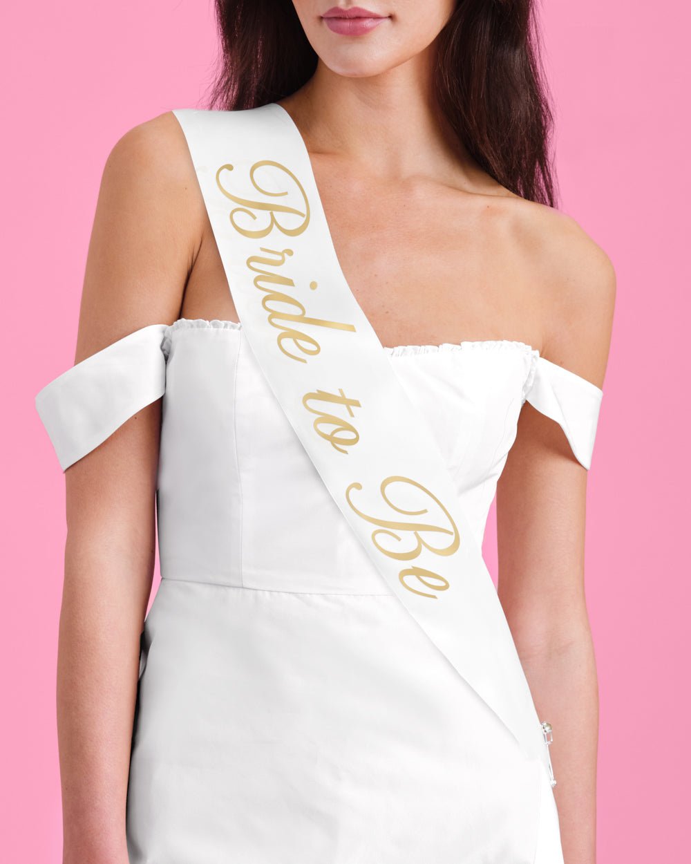 Bride and Groom satin sash duo — close-up