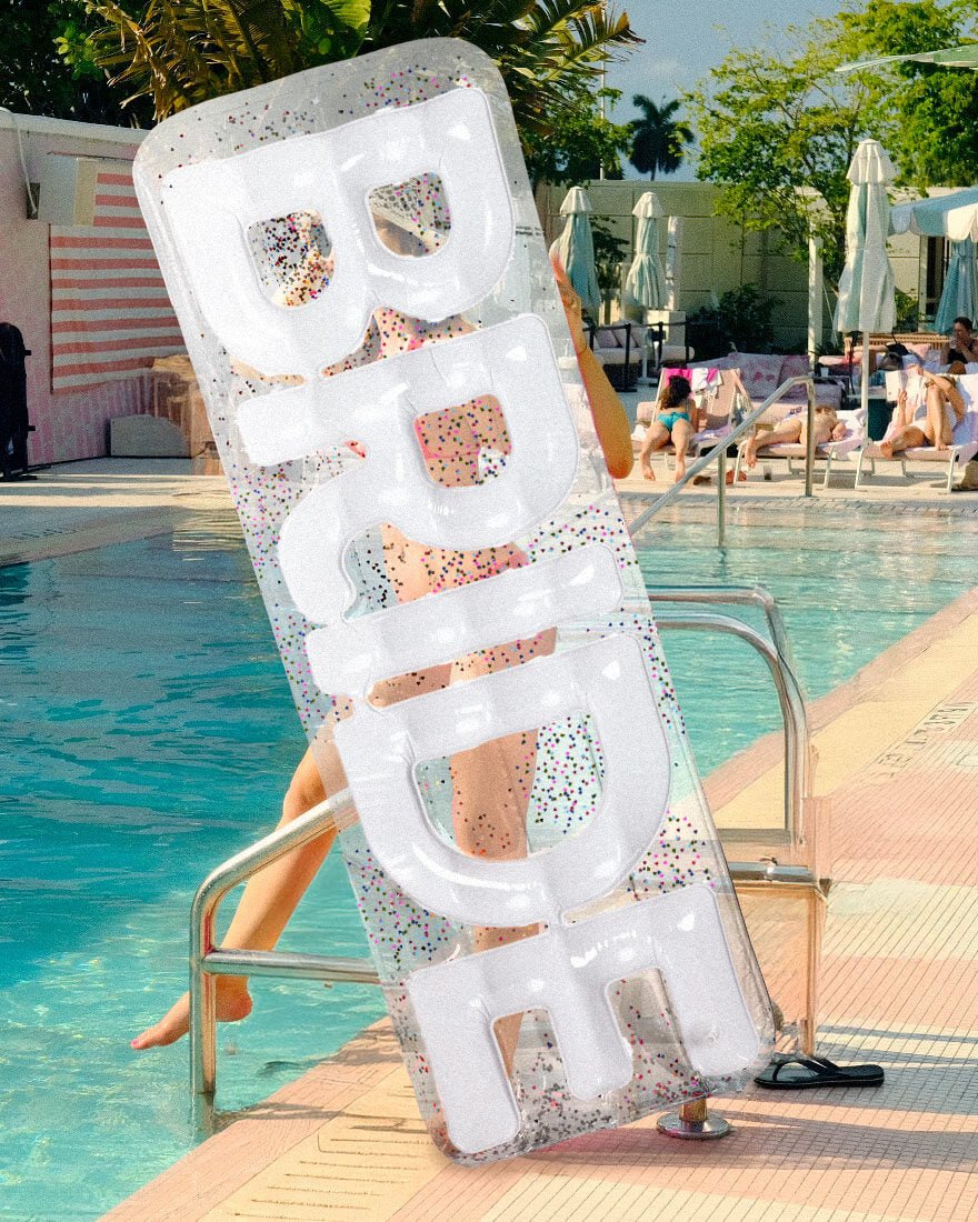 The Bride Pool Float 6 ft inflatable float — back view