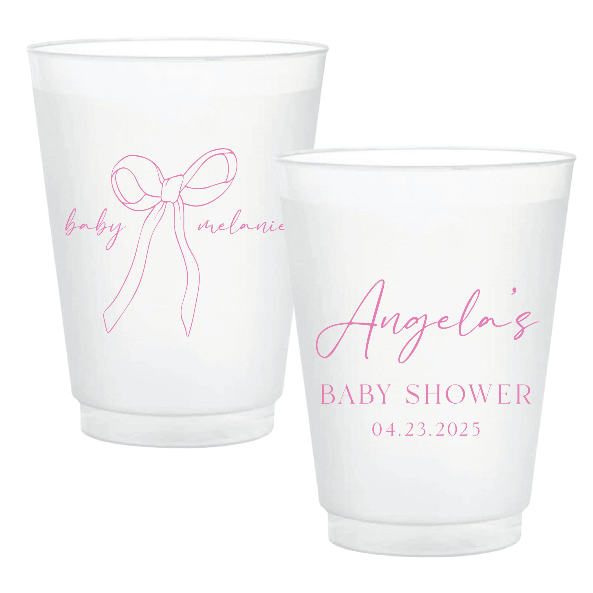 Elegant Bow Baby Shower Frosted Plastic Cups - Cup - Frosted