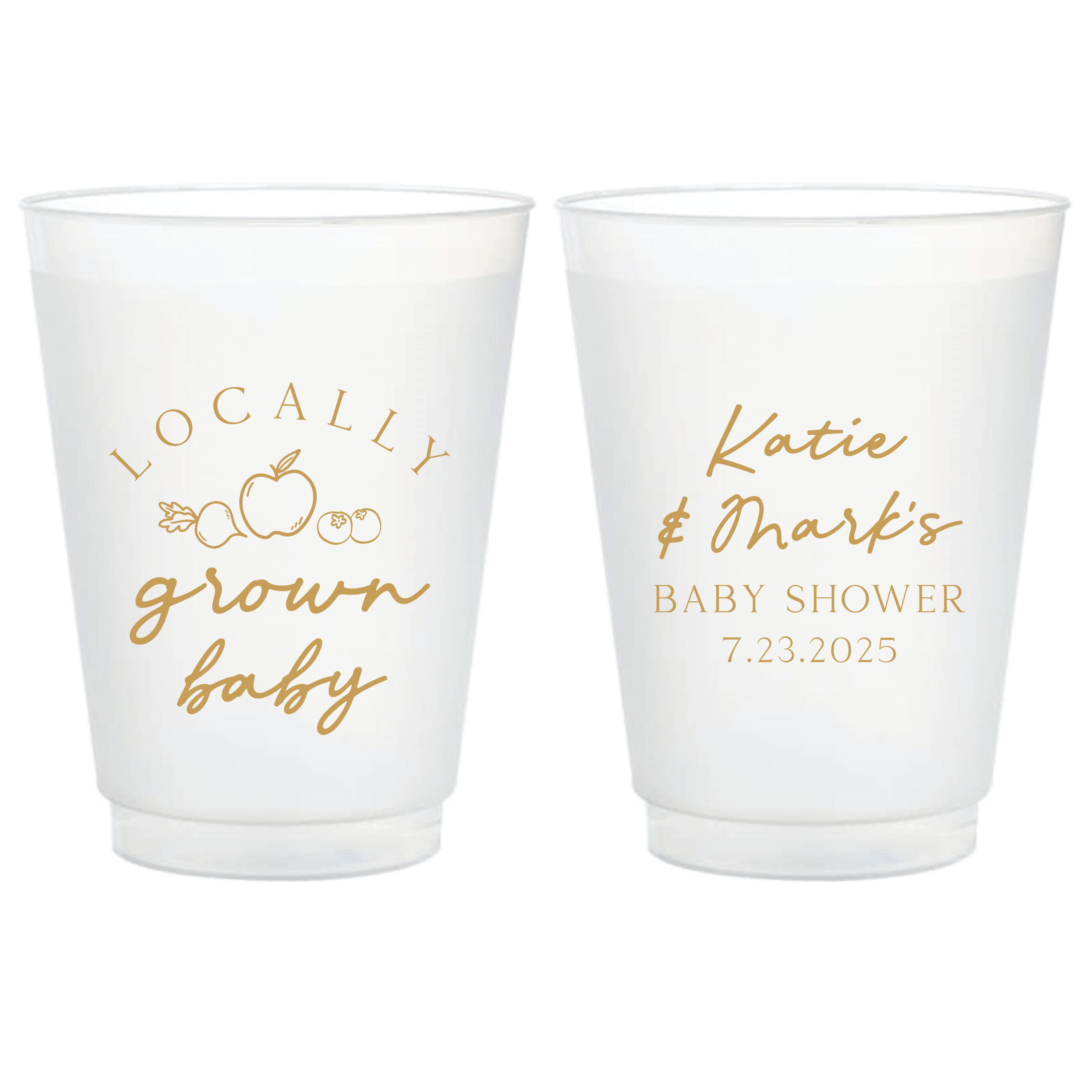 Locally Grown Baby Shower Frosted Plastic Cups