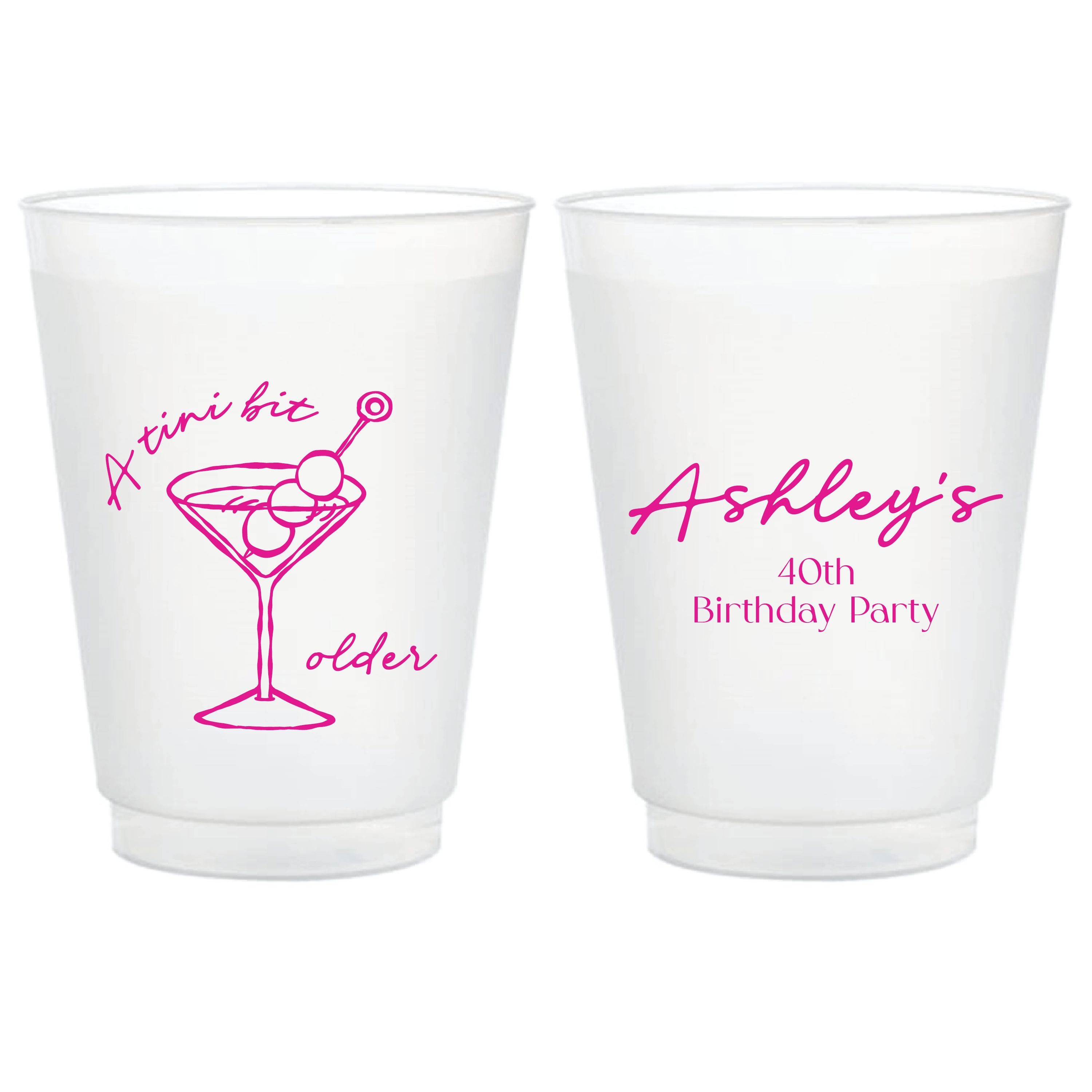 Martinis & Milestones Birthday Frosted Plastic Cups