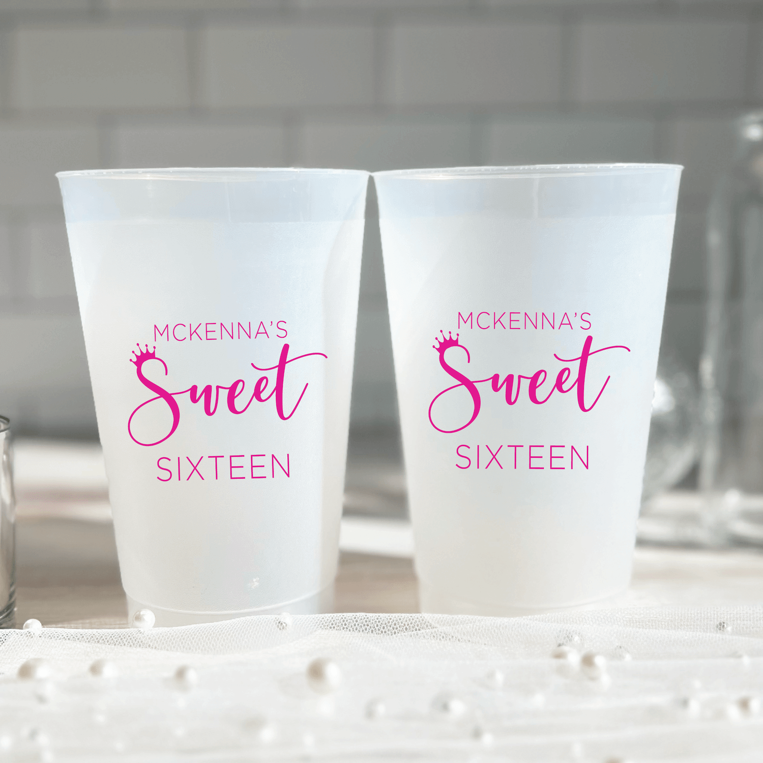 Royal Sweet Sixteen Birthday Frosted Plastic Cups