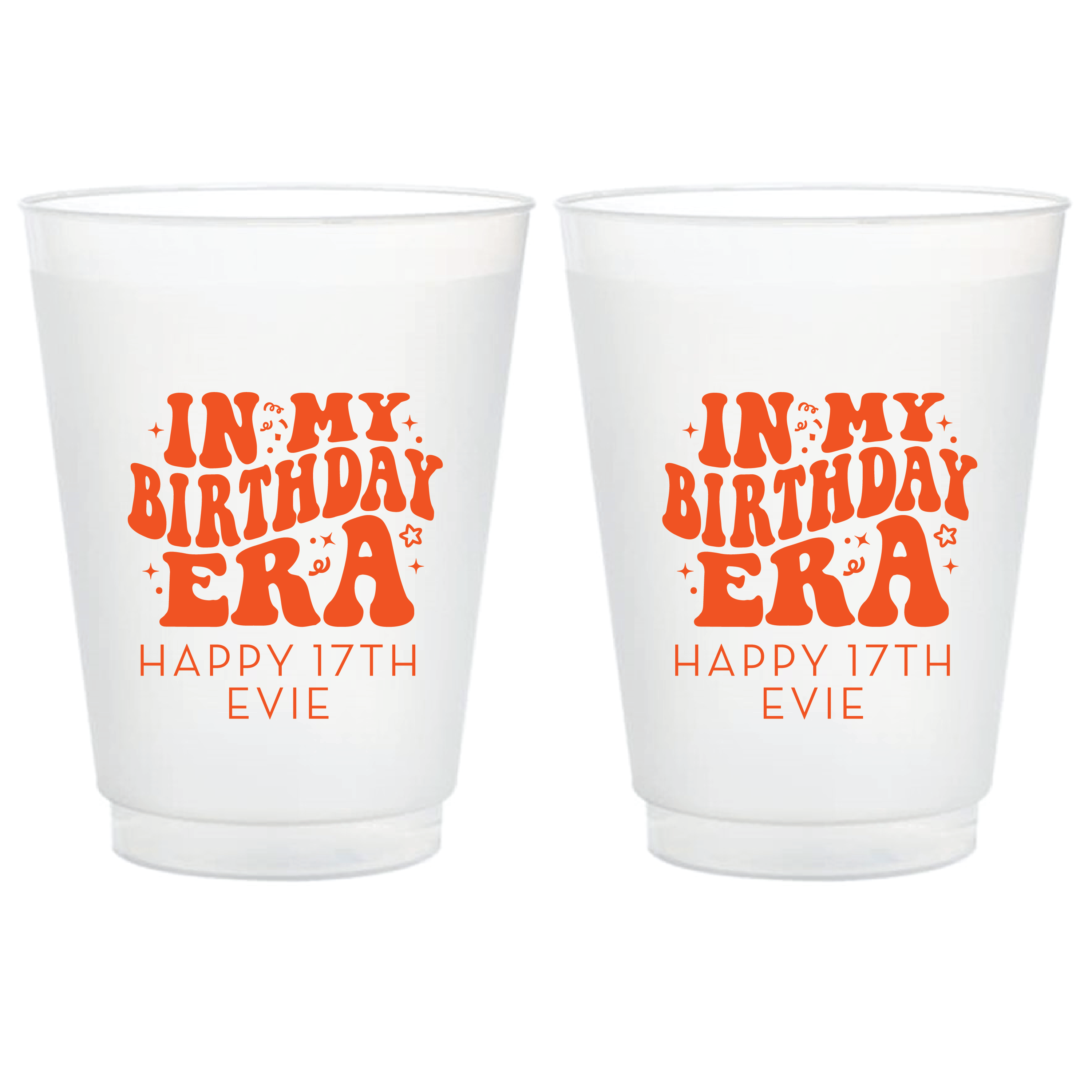 Birthday Era Party Frosted Plastic Cups