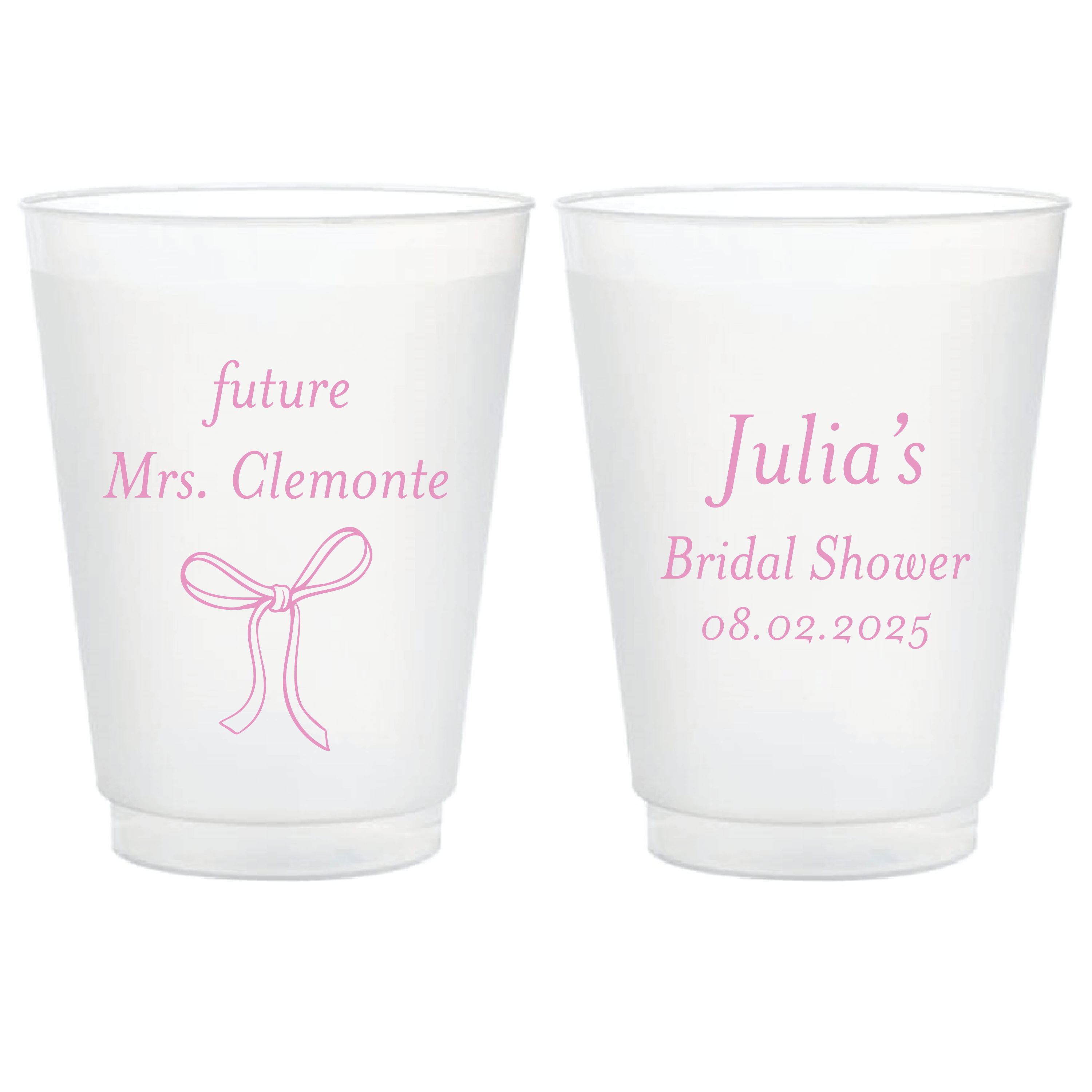 Elegant Bow Bridal Shower Frosted Plastic Cups - Cup - Frosted