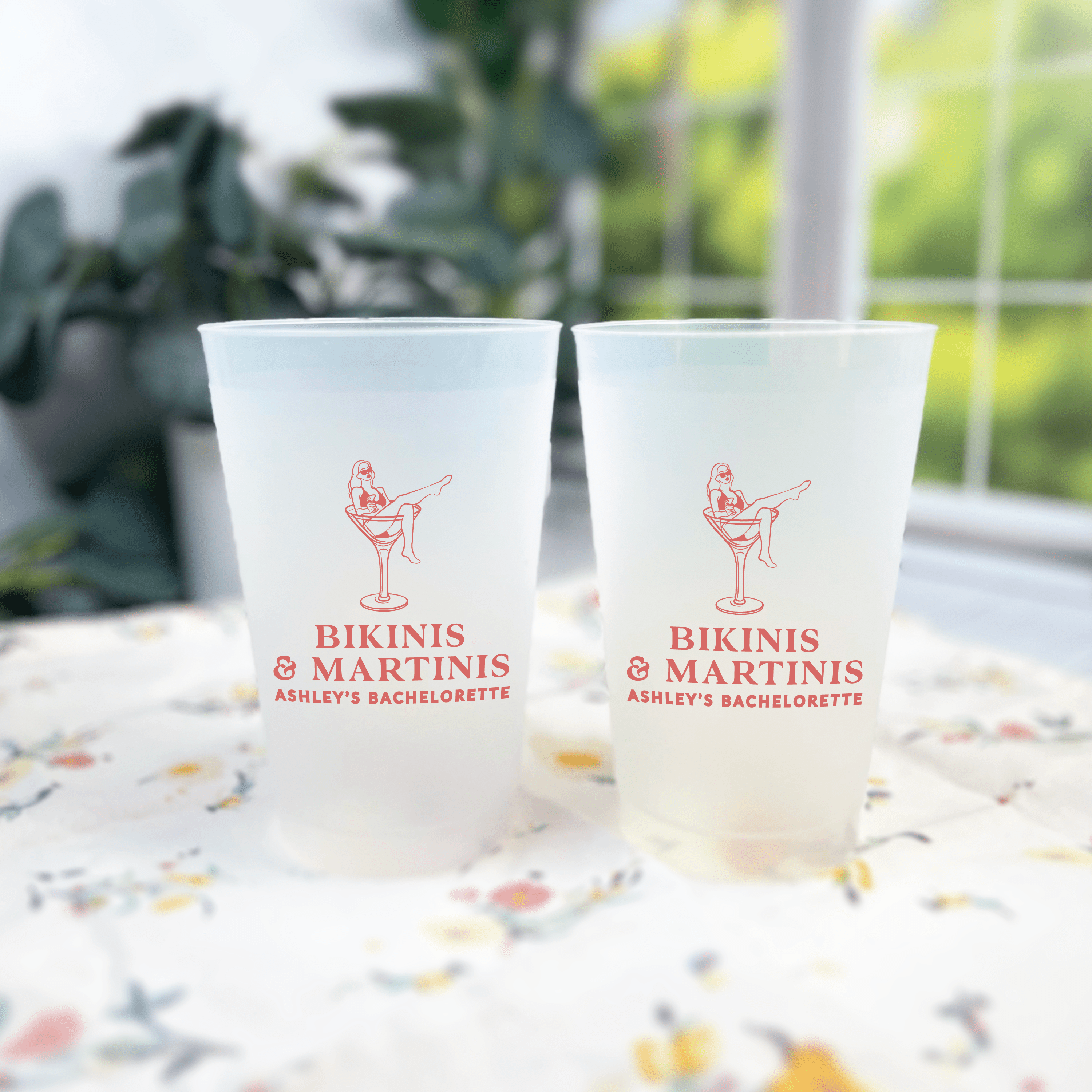 Bikinis and Martinis Bachelorette Frosted Plastic Cups - Cup - Frosted
