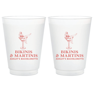 Bikinis and Martinis Bachelorette Frosted Plastic Cups