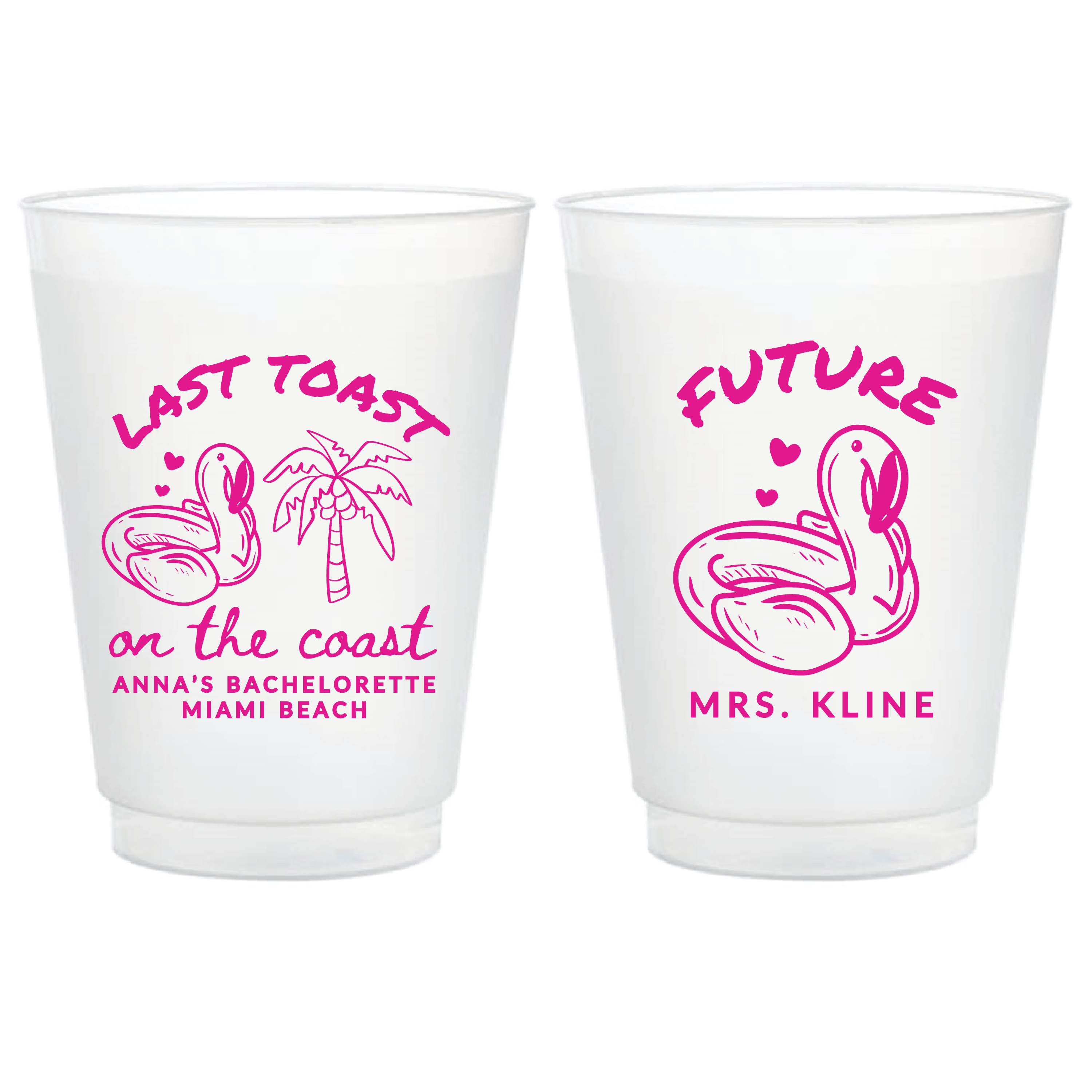 Last Toast On The Coast Bachelorette Frosted Plastic Cups - Cup - Frosted