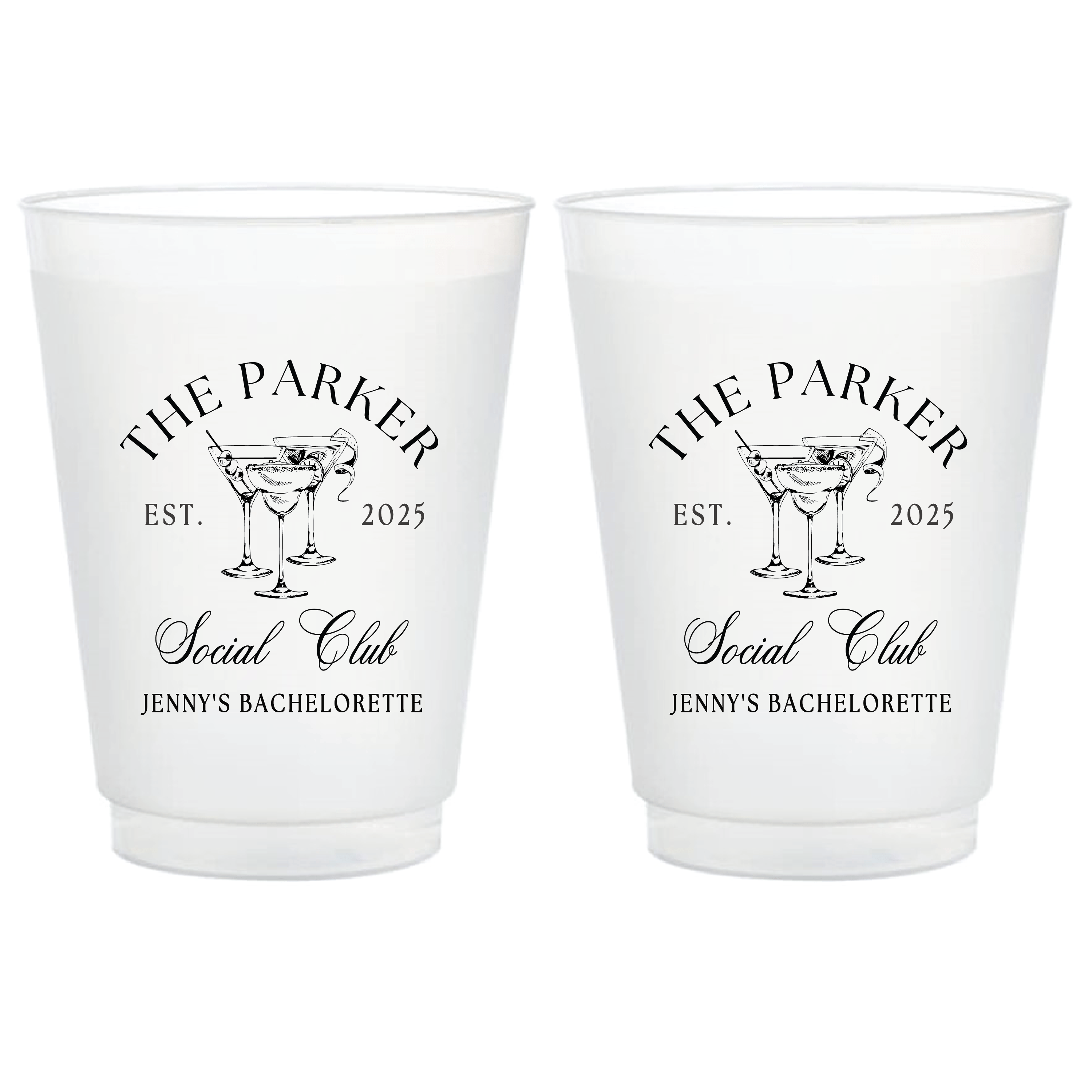 Personalized Social Club Bachelorette Frosted Plastic Cups - Cup - Frosted