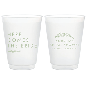 Here Comes The Bride Floral Frosted Plastic Cups