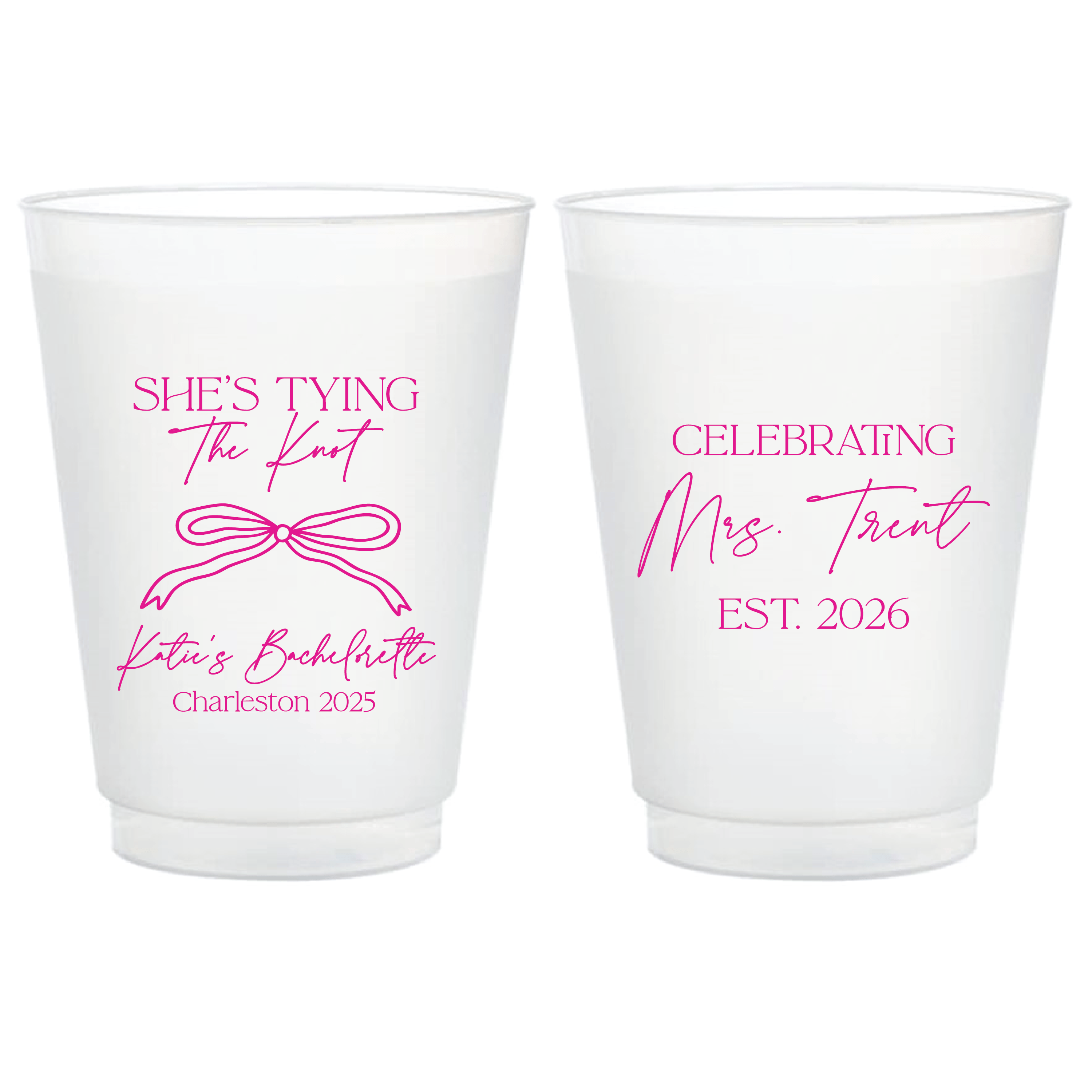 Bachelorette She's Tying The Knot Frosted Plastic Cups - Cup - Frosted