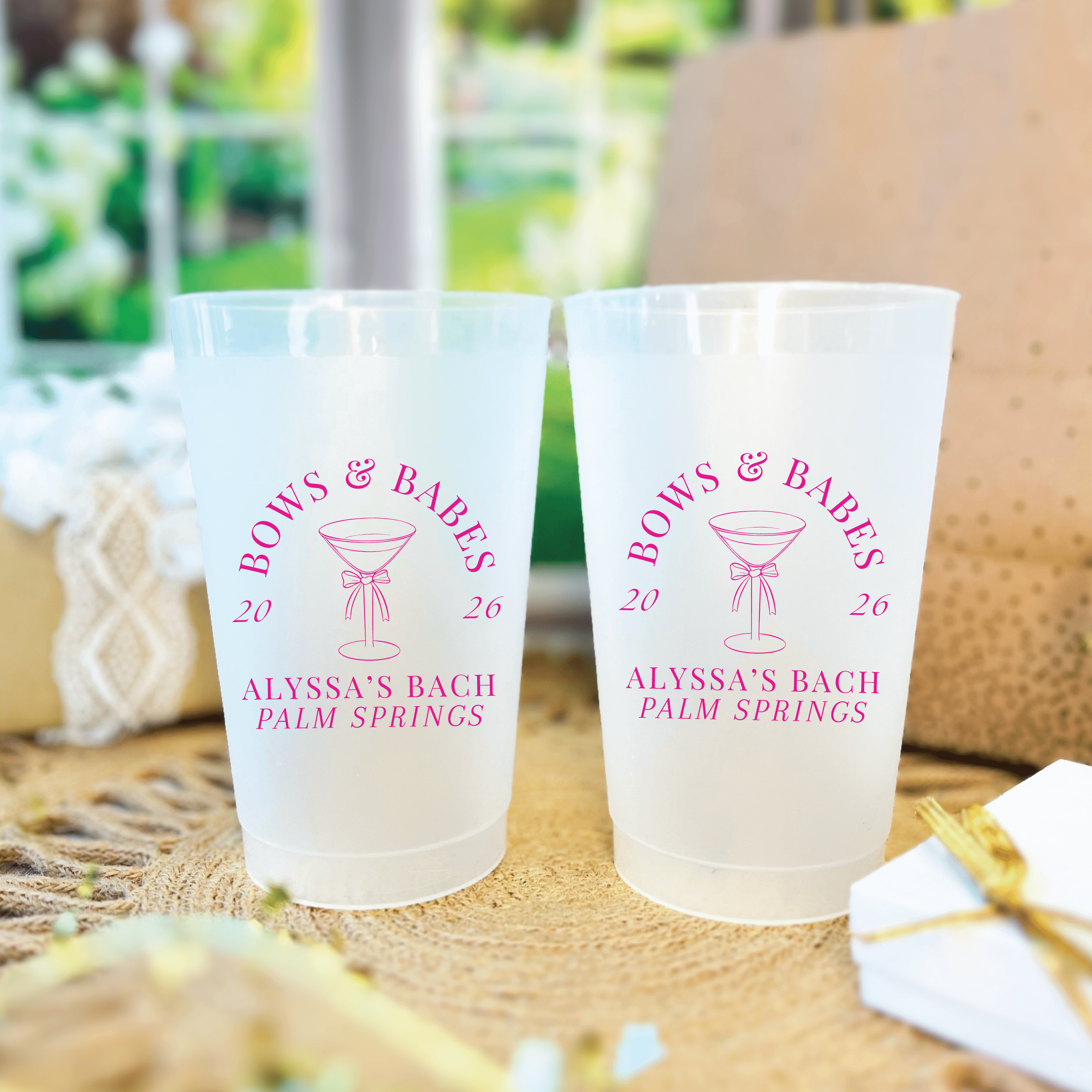 Bows and Babes Bachelorette Frosted Plastic Cups - Cup - Frosted