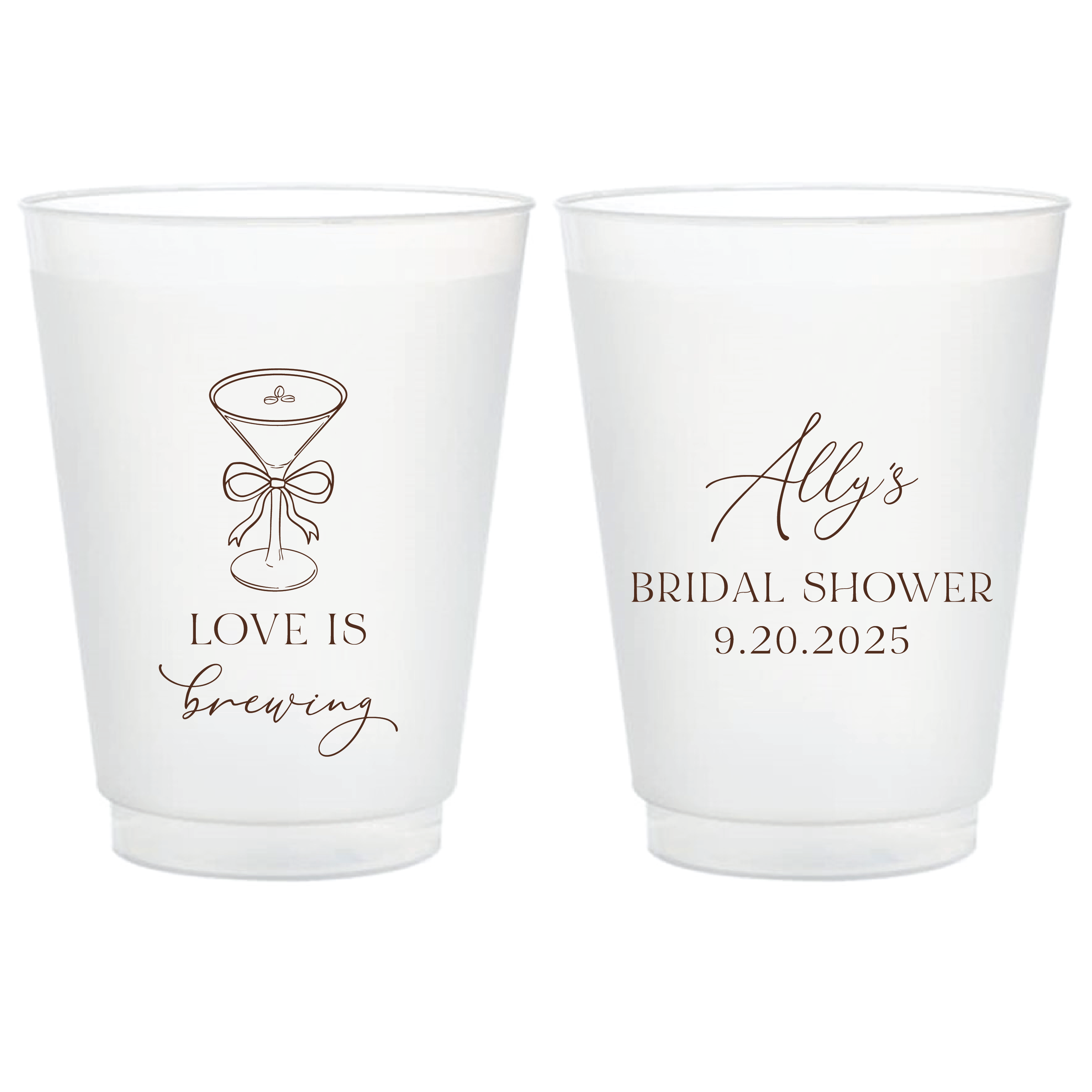 Love Is Brewing Bridal Shower Frosted Plastic Cups