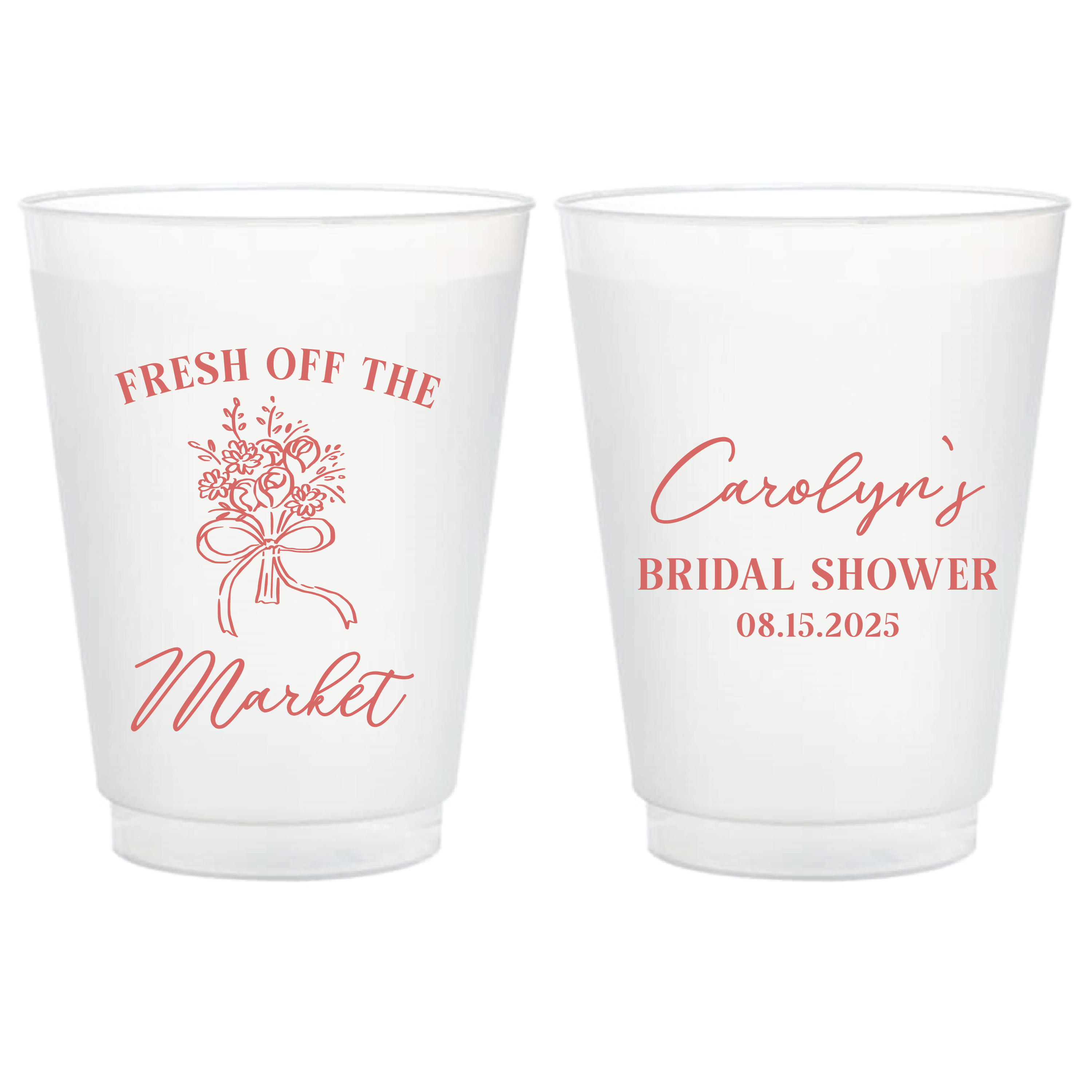 Fresh Off The Market Bridal Shower Frosted Plastic Cups