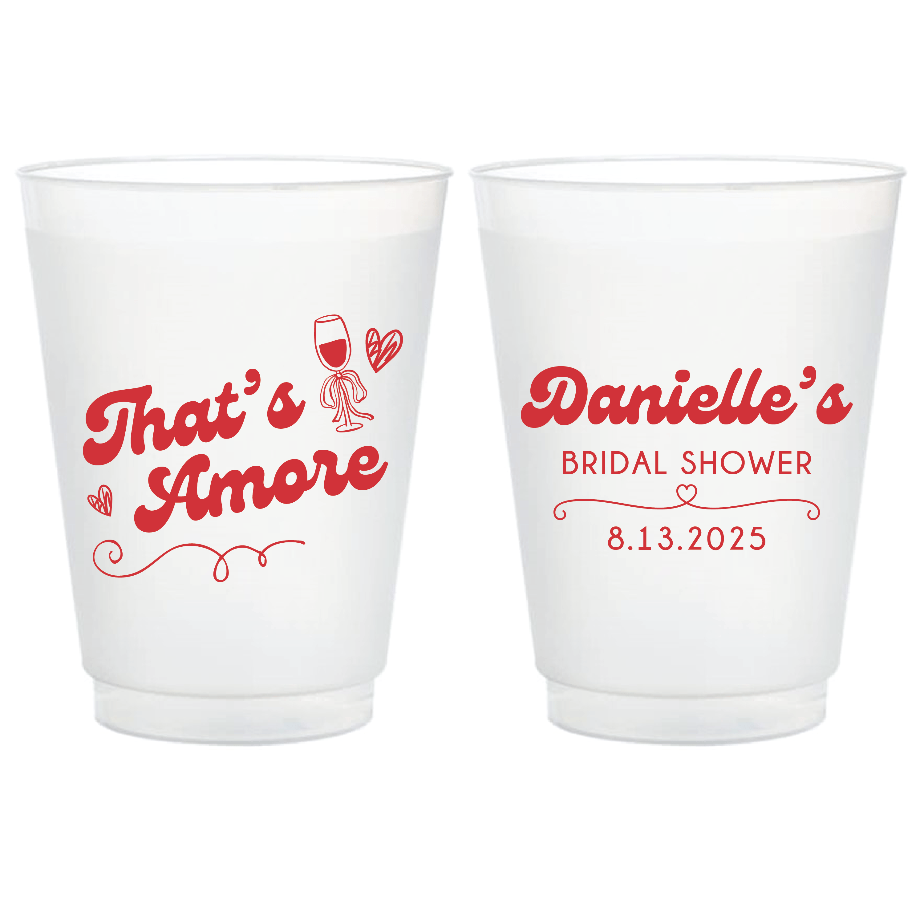 That's Amore Bridal Shower Frosted Plastic Cups