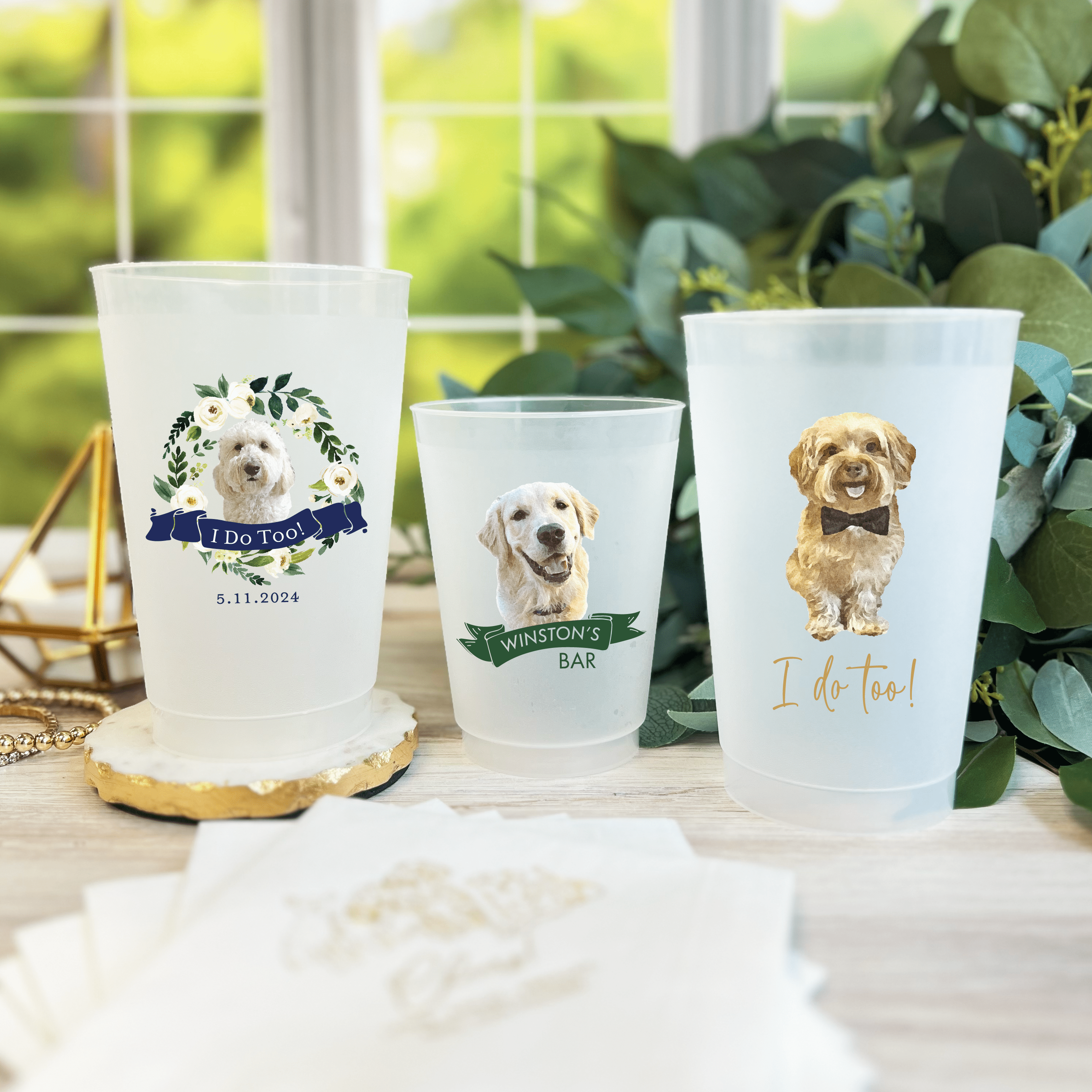 Dog Wedding Full Color Frosted Plastic Cups - Cup - Frosted Full Color - Dog
