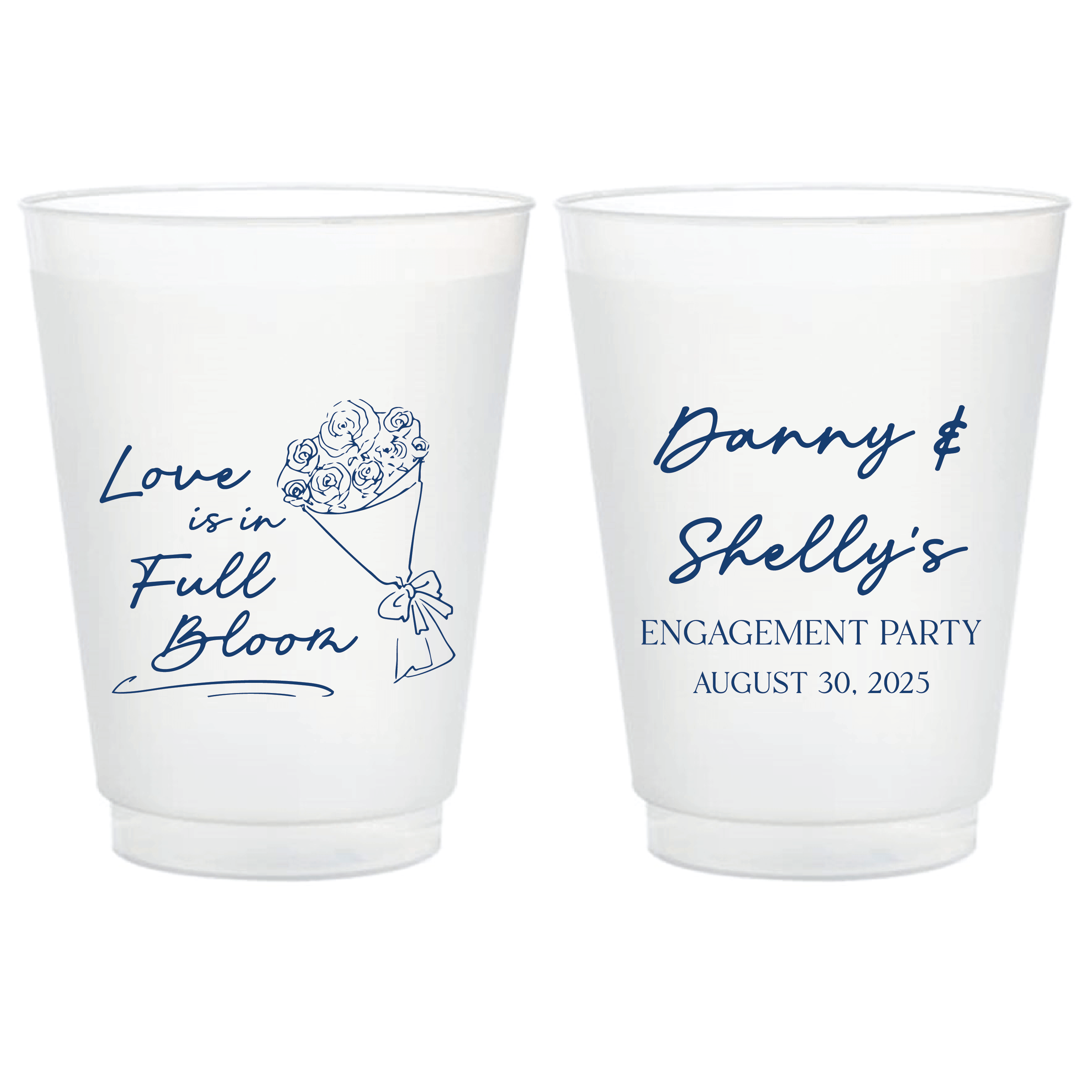 Love Is In Full Bloom Frosted Engagement Wedding Cups