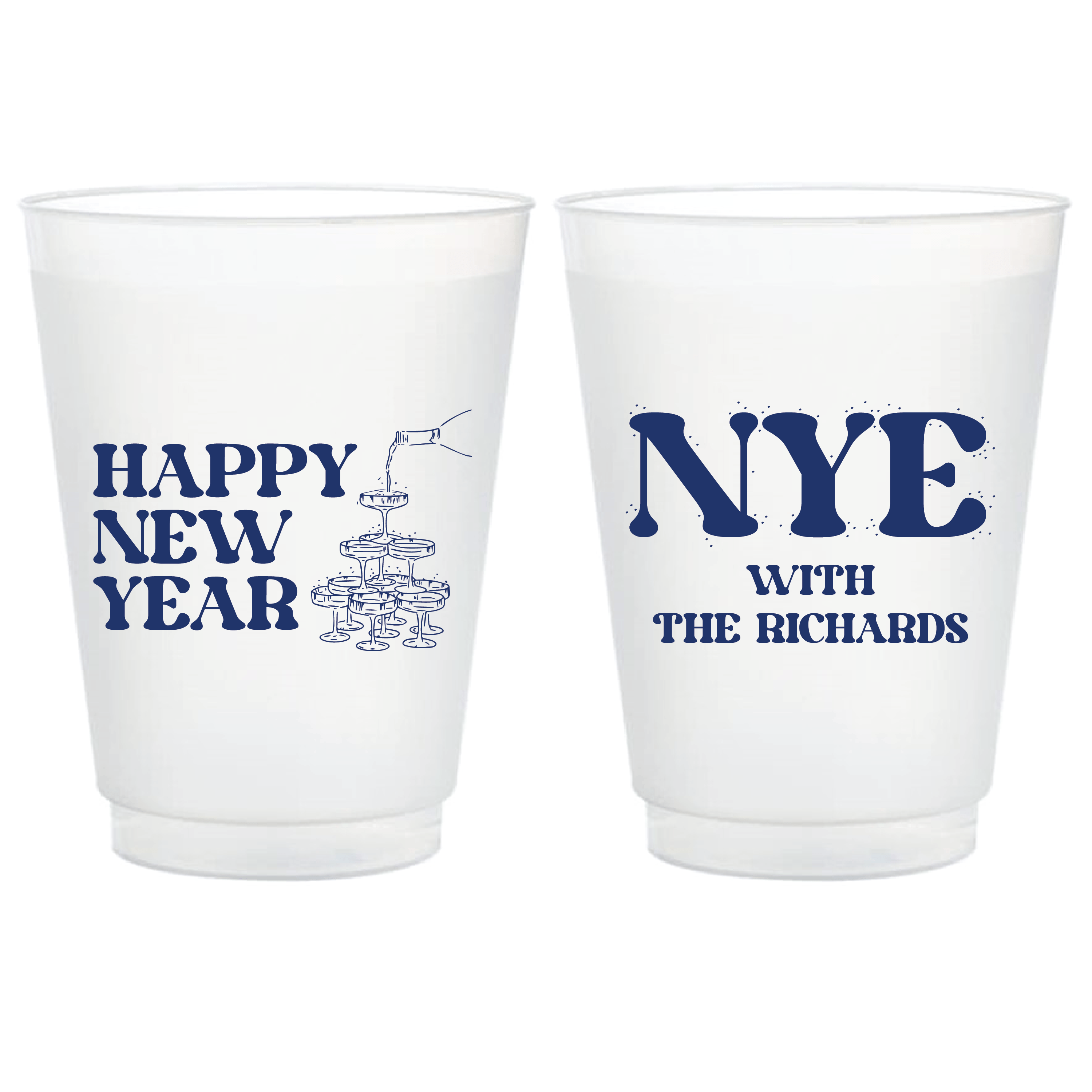 NYE Champagne Tower Frosted Plastic Cups - Cup - Frosted