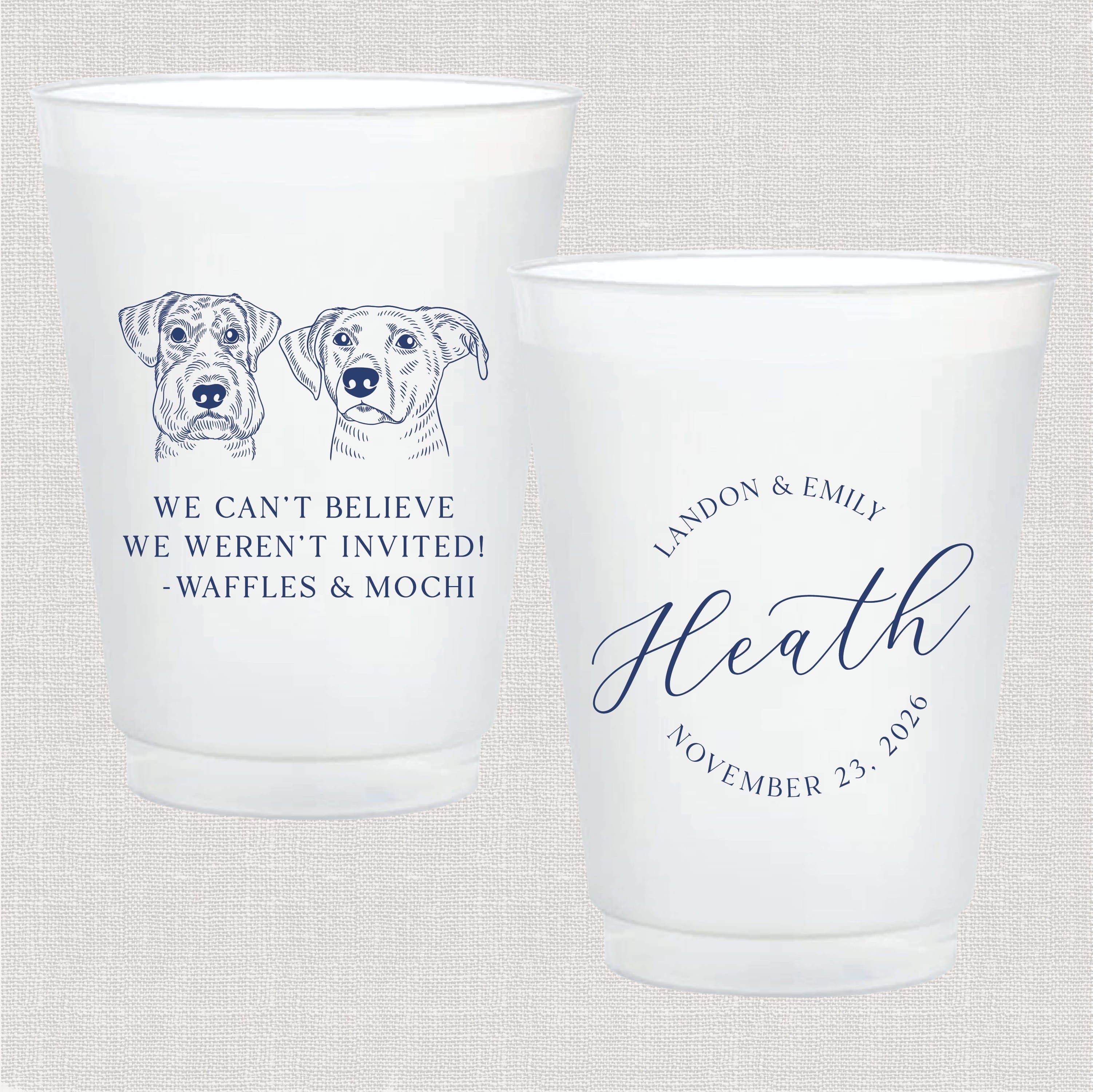 Custom Illustrated Pet Wedding Cups