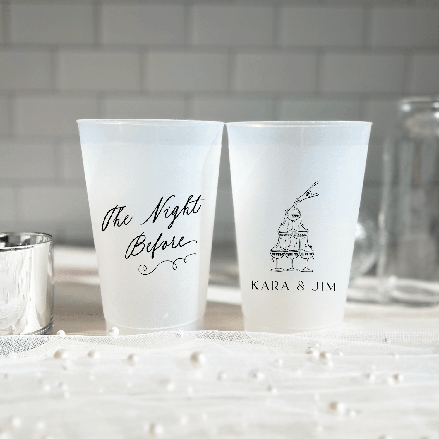 Sip the Night Before Wedding Frosted Shatterproof Cups