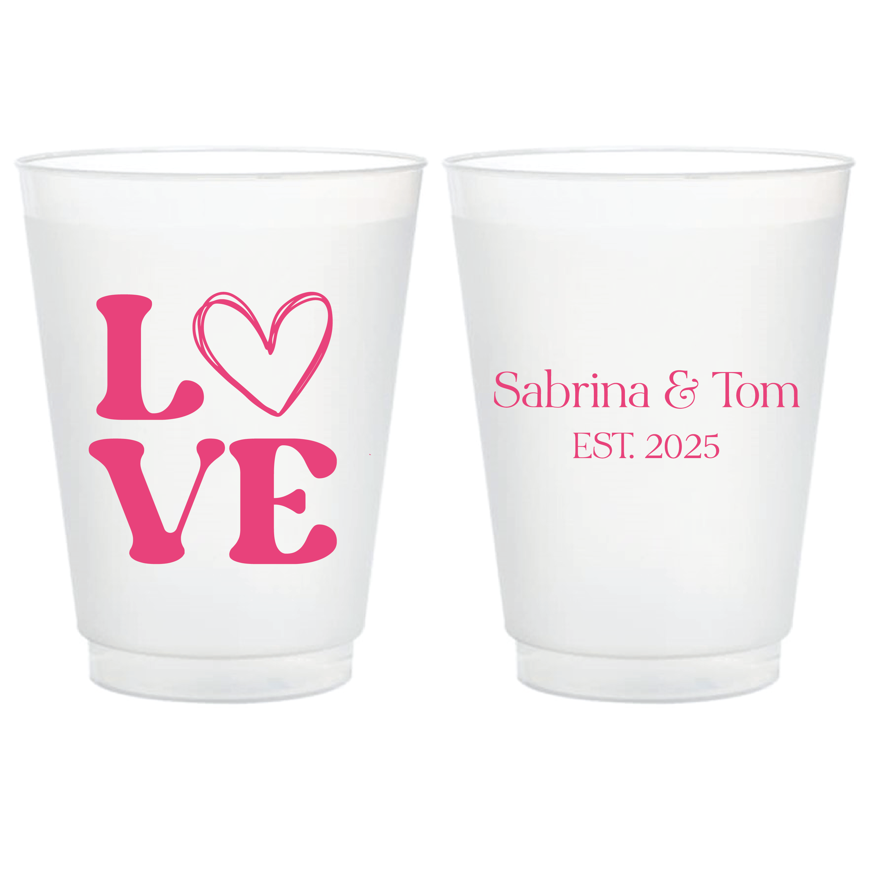 Love Wedding Frosted Plastic Cups - Cup - Frosted