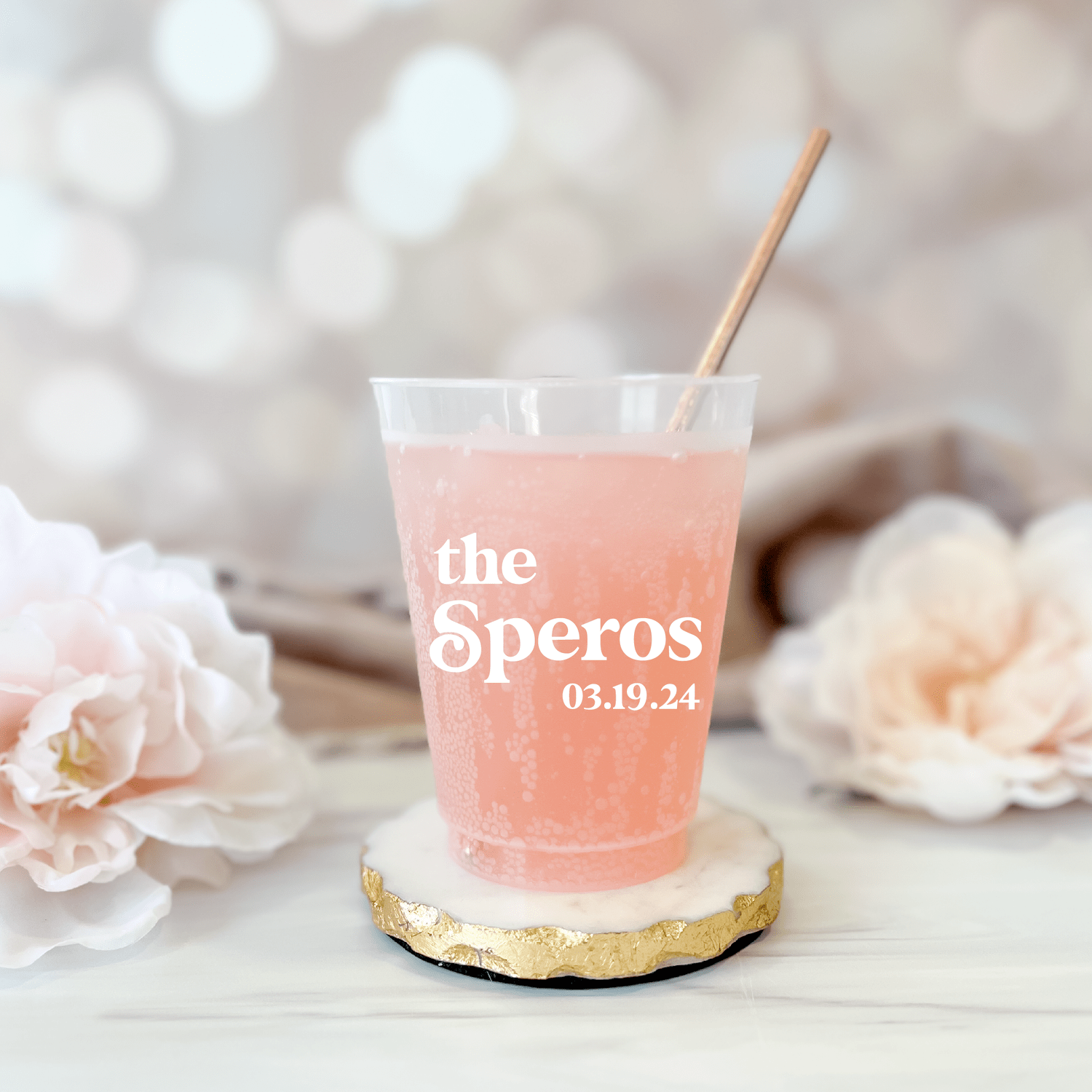 Personalized Frosted Wedding Cups for Cocktail Hour
