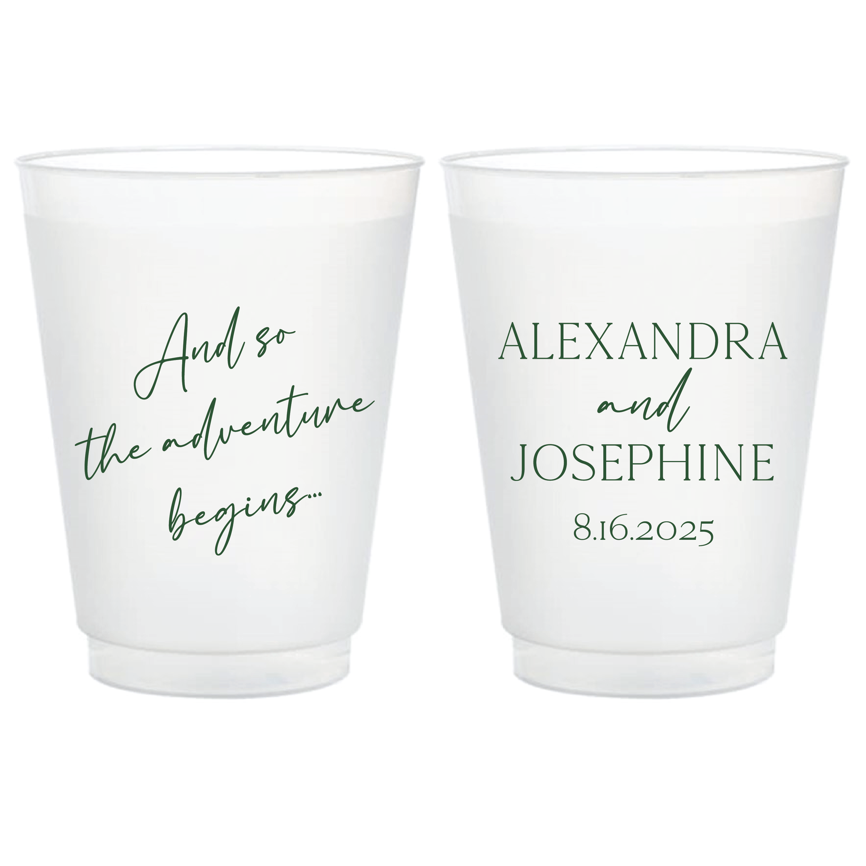 And So The Adventure Begins Frosted Wedding Cups - Cup - Frosted